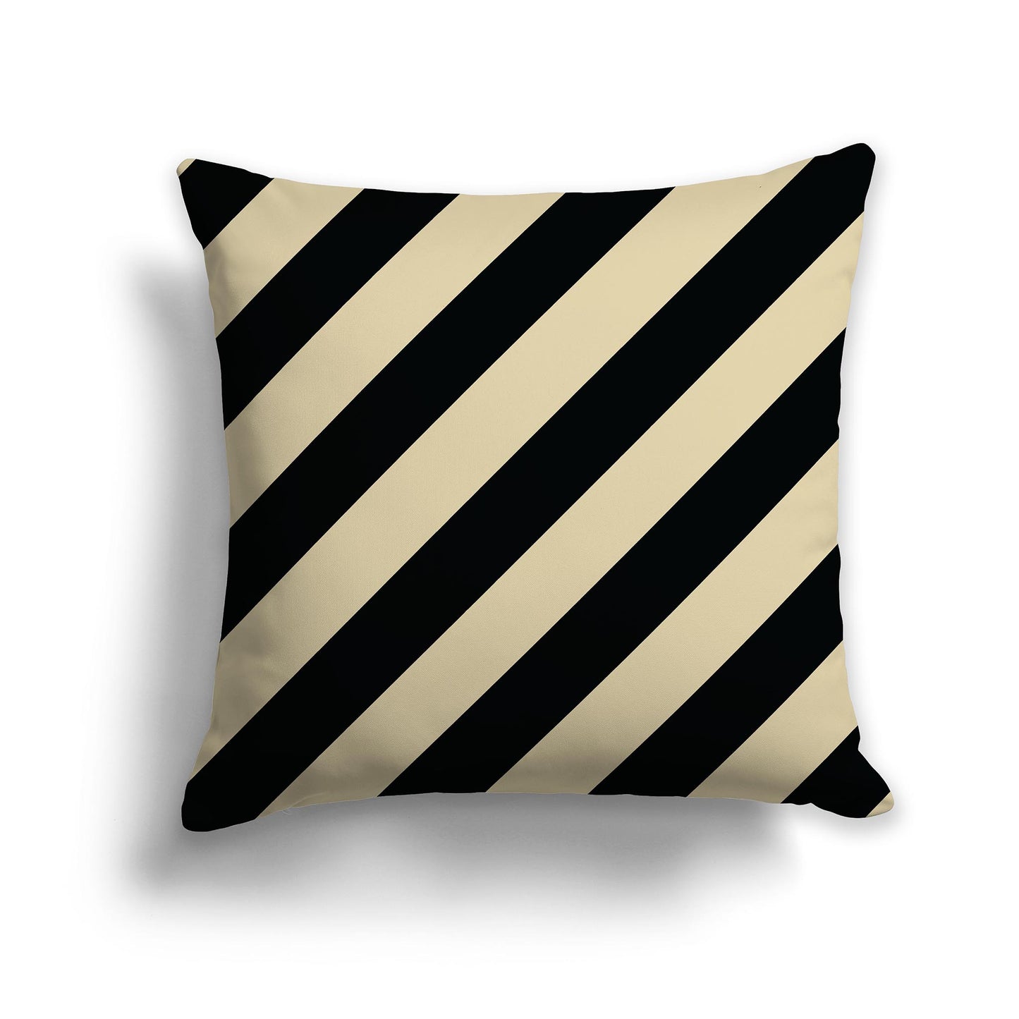 Square Throw Pillow with Black and Desert Sand Diagonal Bars