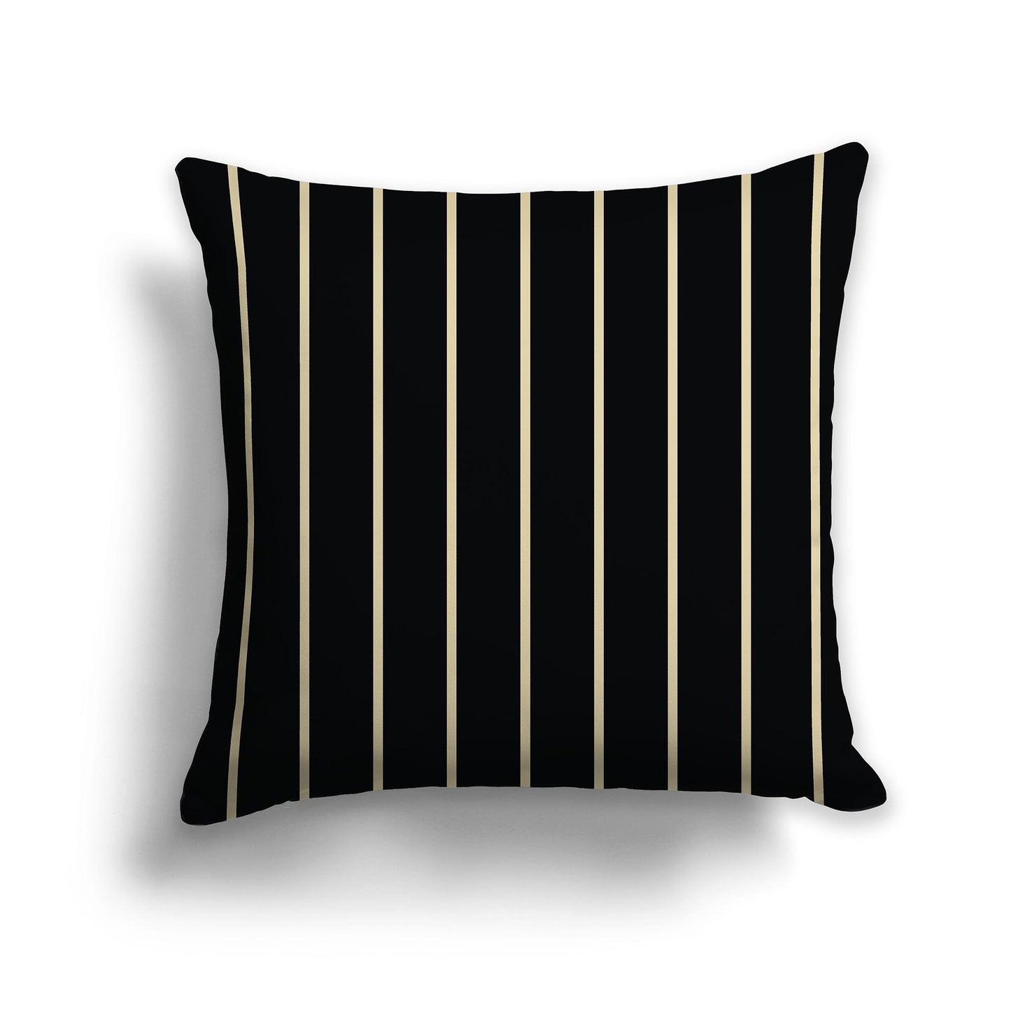 Square Throw Pillow with Thin Desert Sand Stripes on Black