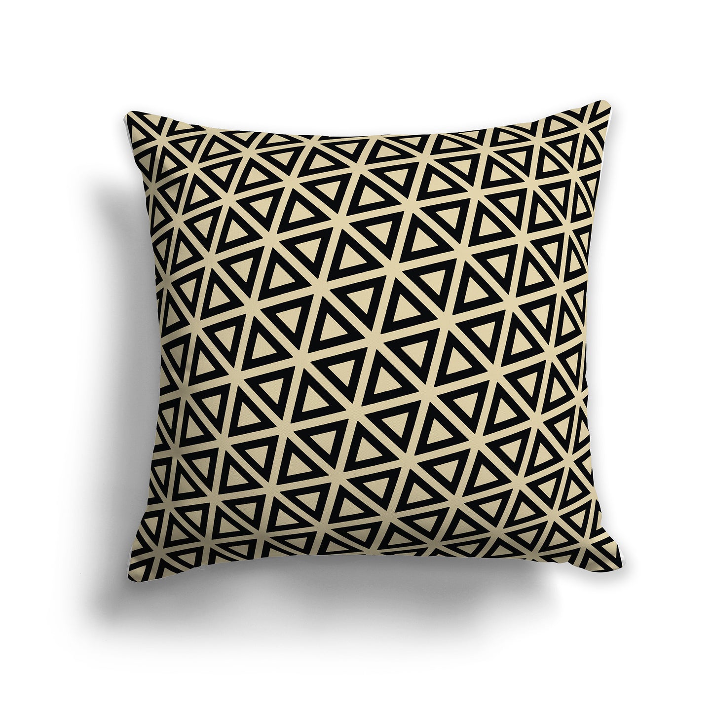 18x18 inch Throw Pillow with Black Pattern on Desert Sand