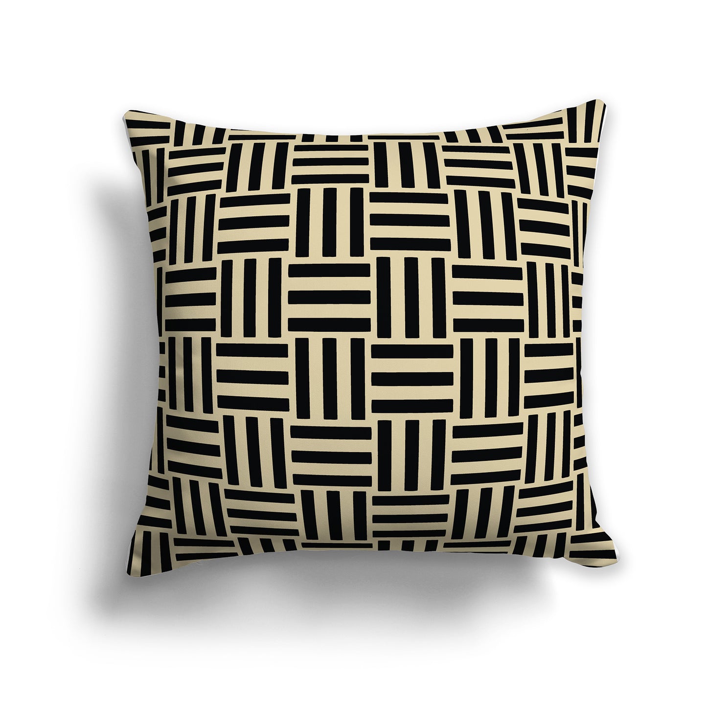 16x16 inch Throw Pillow with Black Pattern on Desert Sand