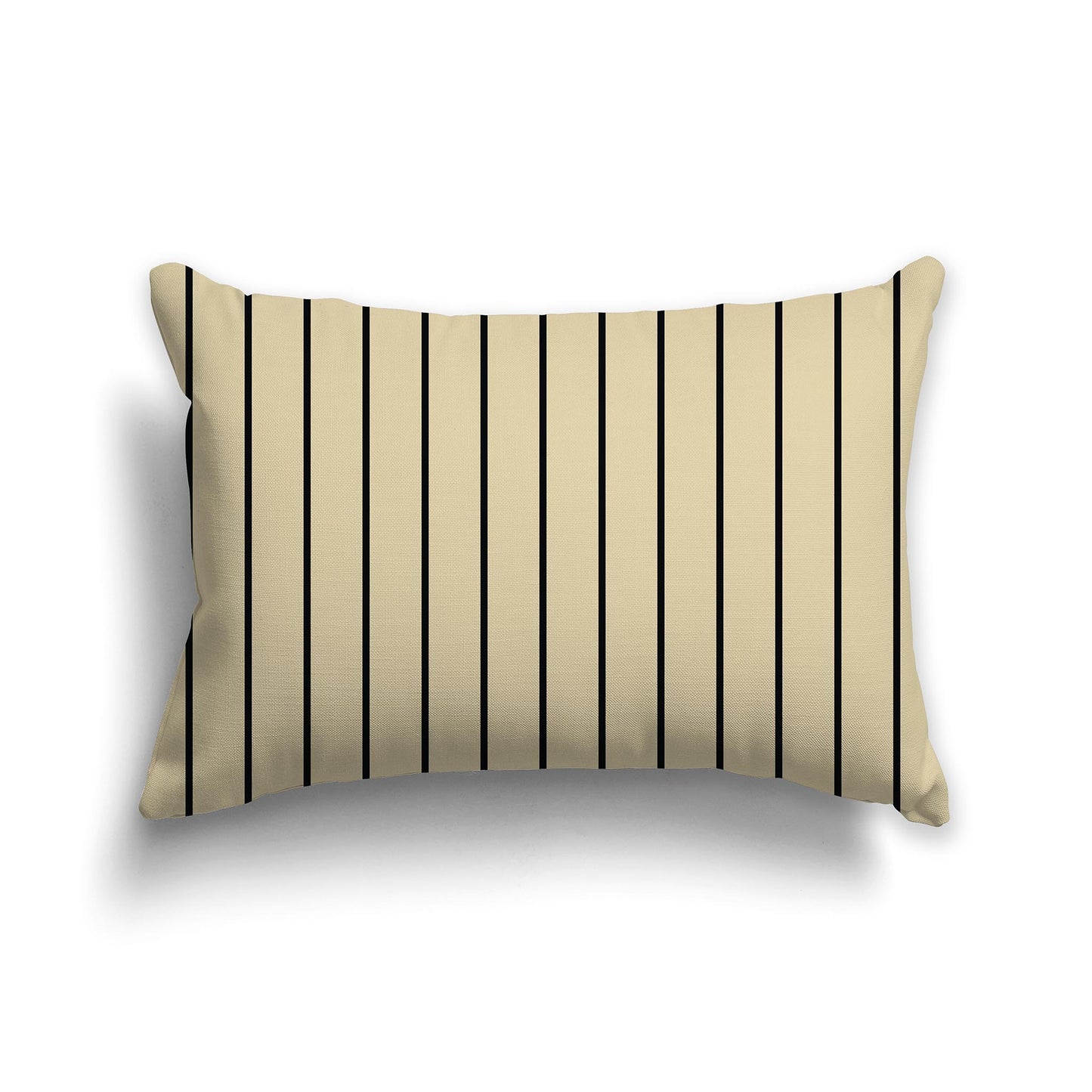 20x14 inch Throw Pillow with Fine Black Vertical Stripes on Desert Sand