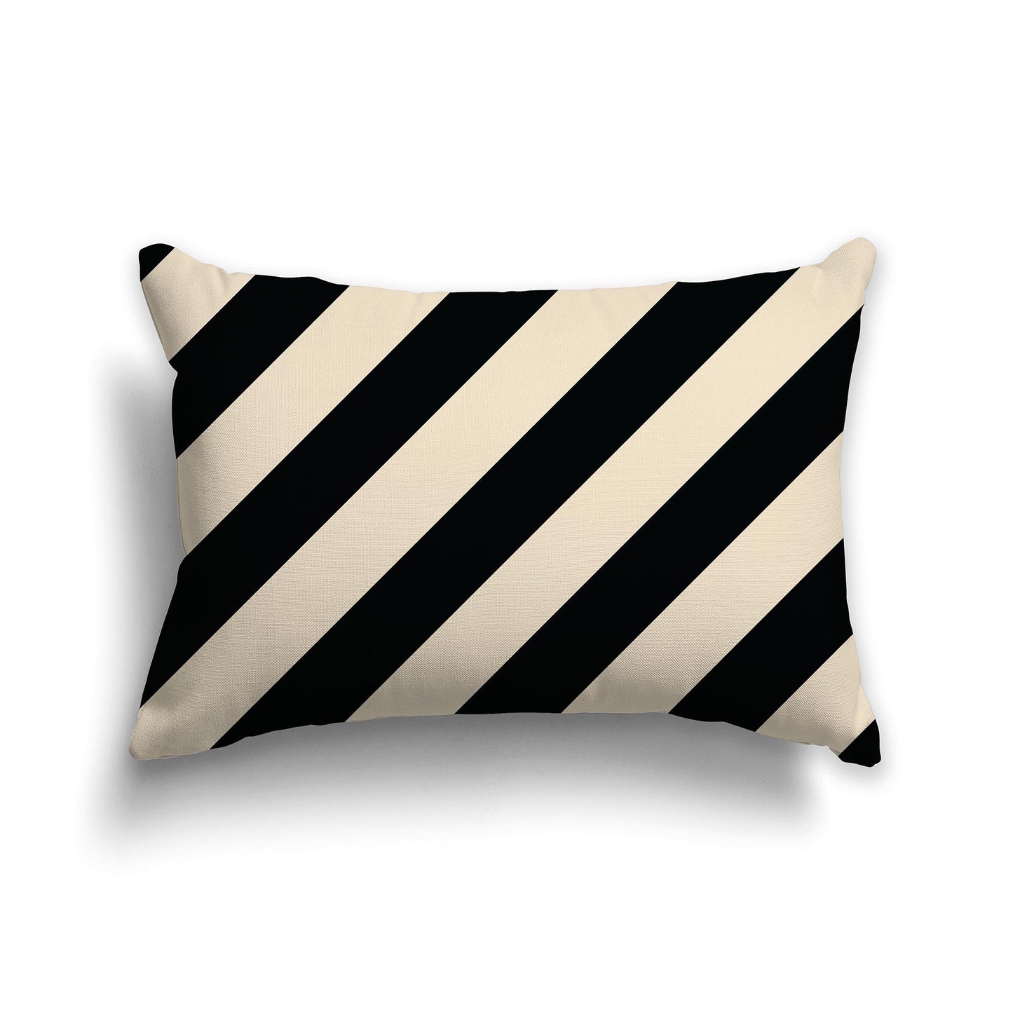 Beige Throw Pillow with Black Diagonal Bars on Both Sides, lumbar