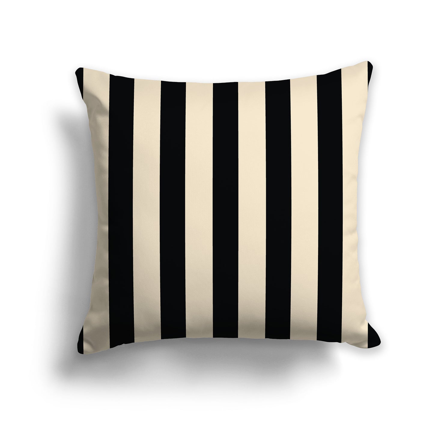 Beige Throw Pillow with Black Bars on Front and Solid Beige Back, square