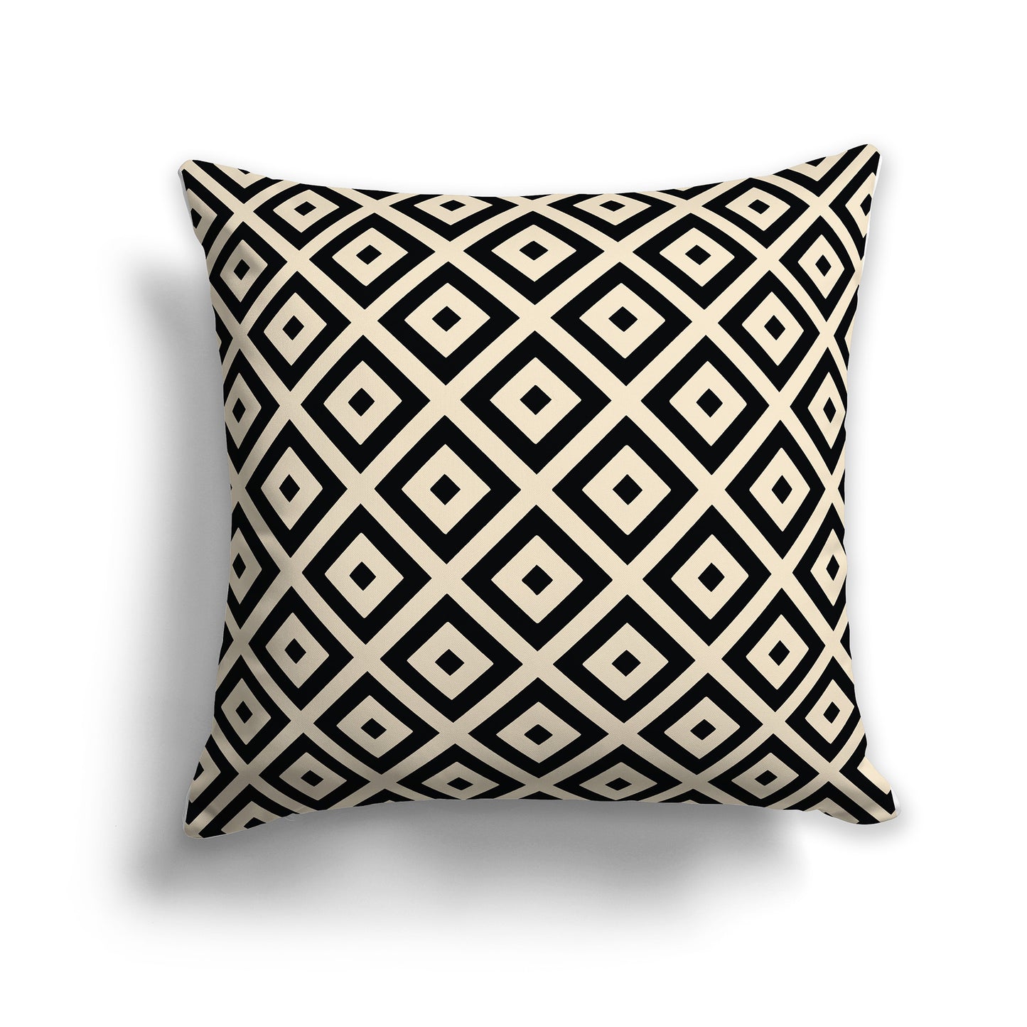 Throw Pillow with Black and Beige Radiating Squares on Both Sides, square