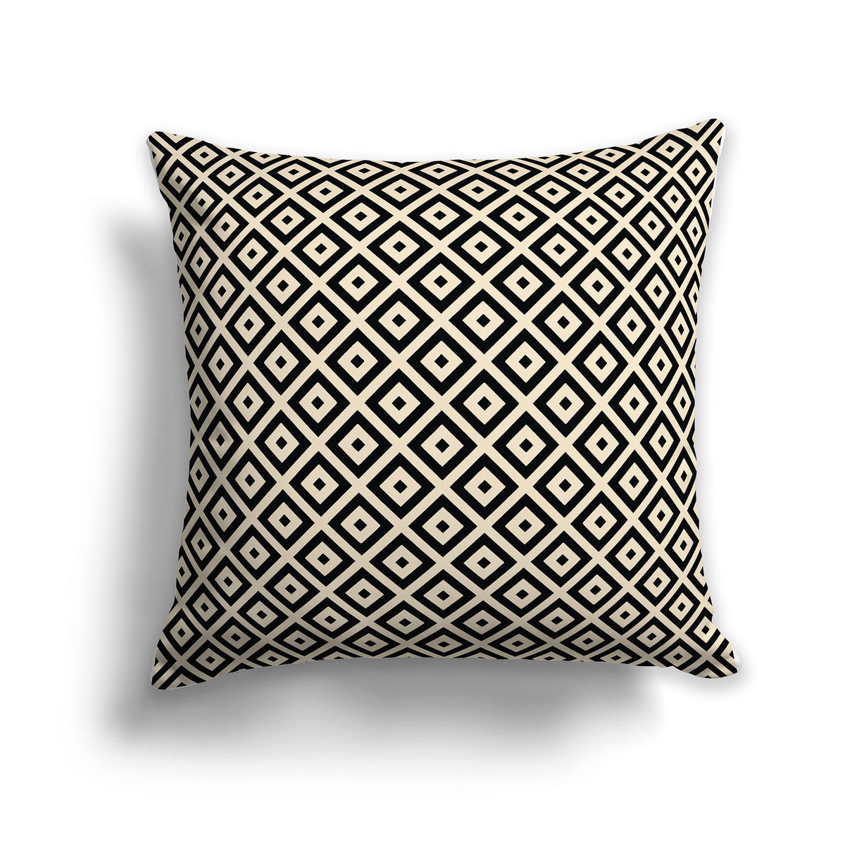 Throw Pillow with Black and Beige Radiating Squares on Both Sides | Faux Suede | 26 x 26 inches