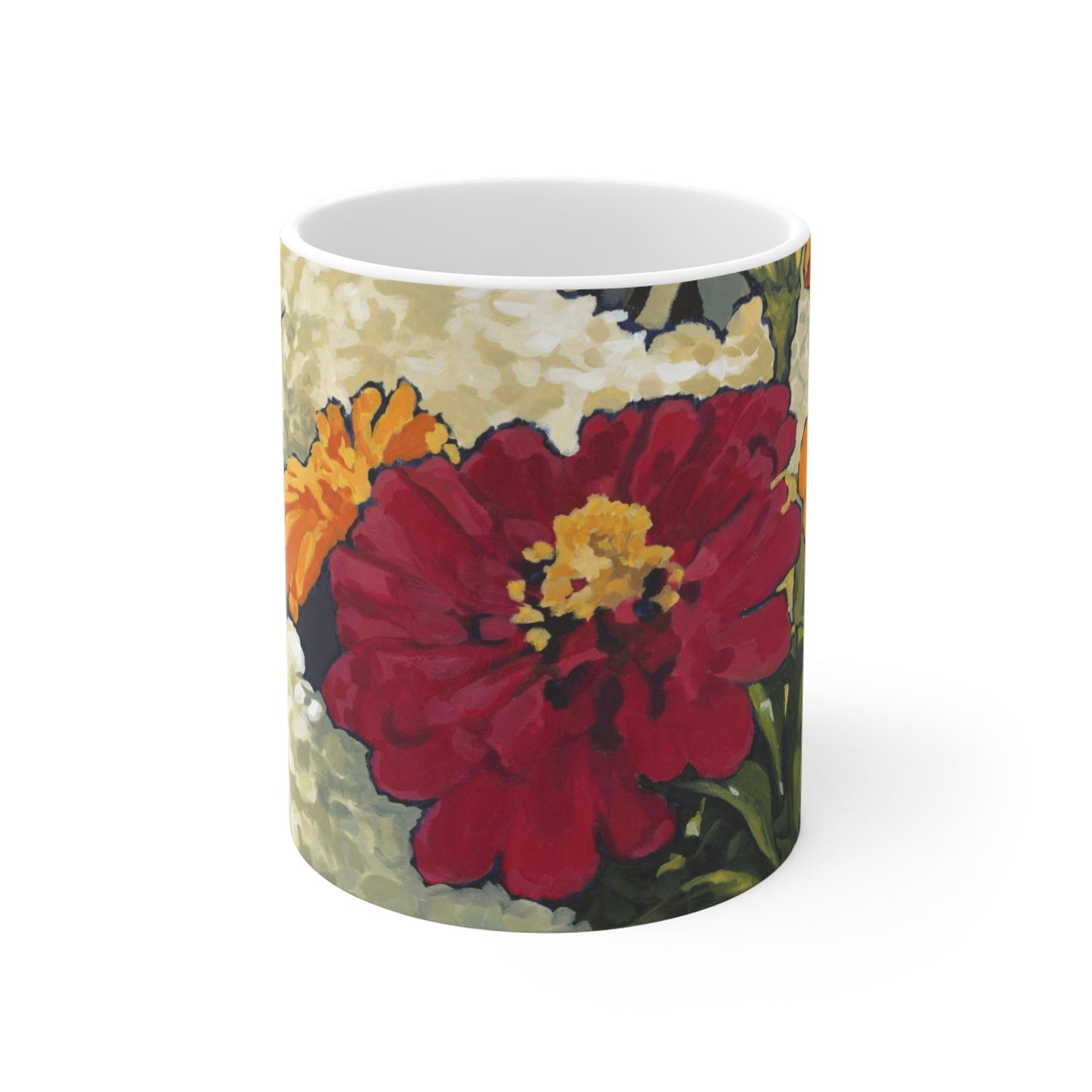 11oz Fine Art Ceramic Mug | Hydrangeas & Zinnias, CM-1030