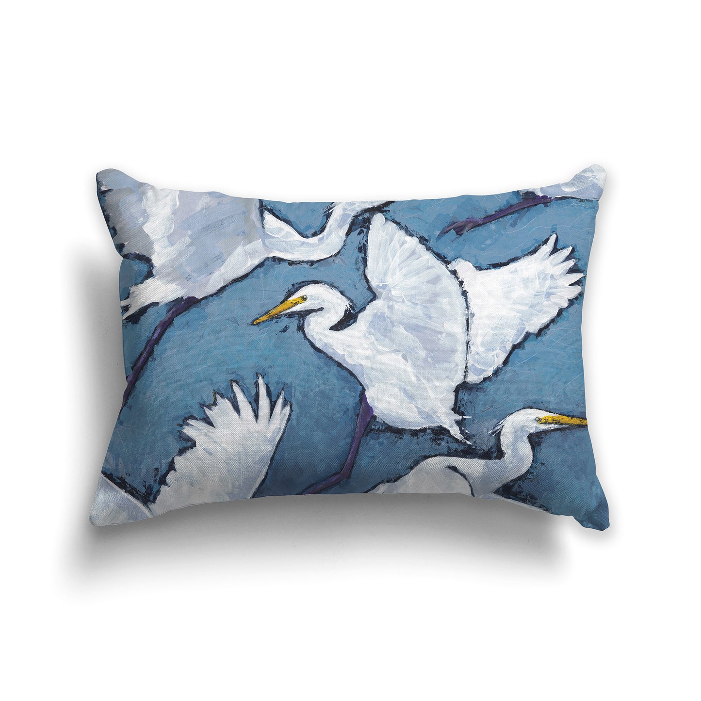 Lumbar Throw Pillow with fine art painting of White Herons