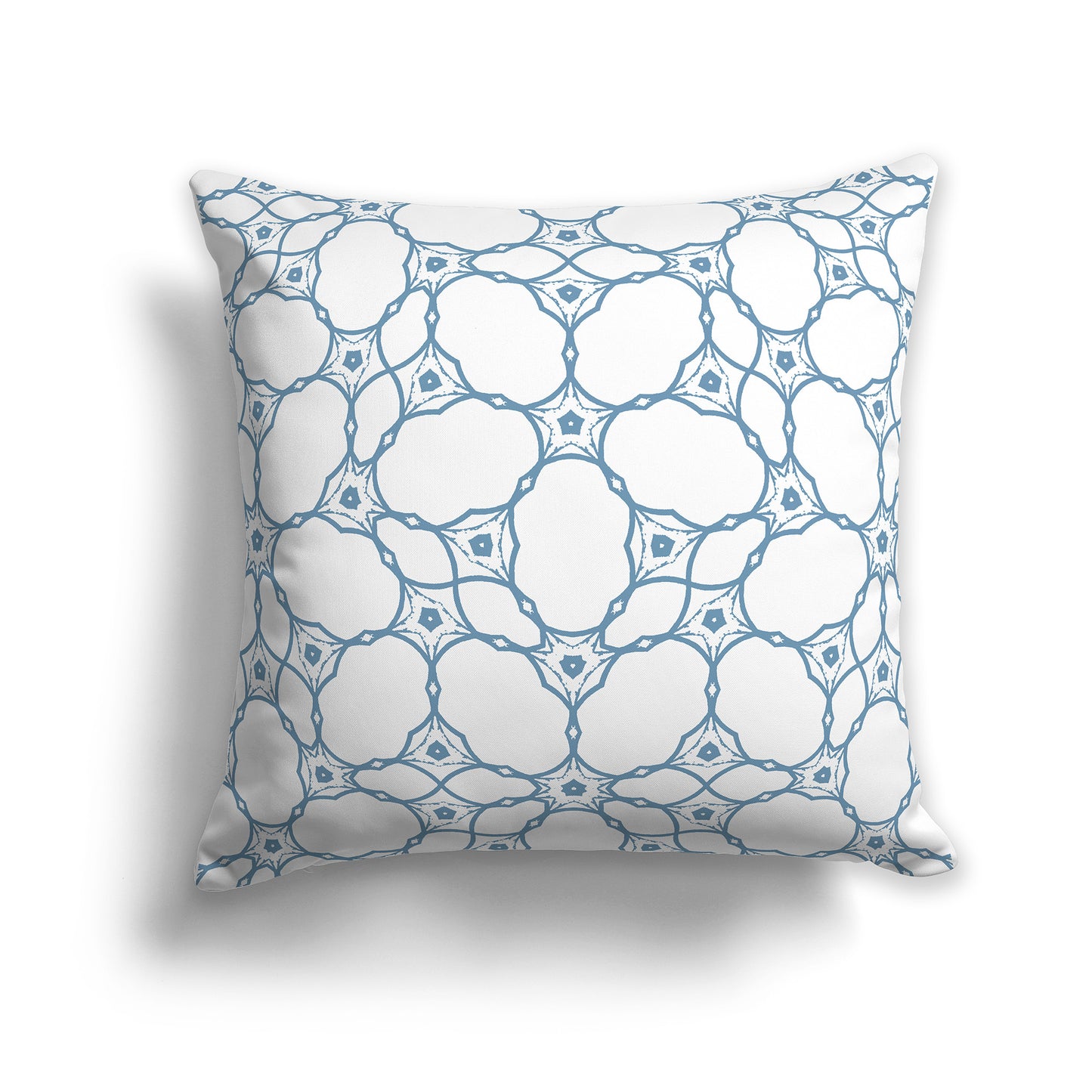 16x16 inch Throw Pillow with Blue Pattern on White