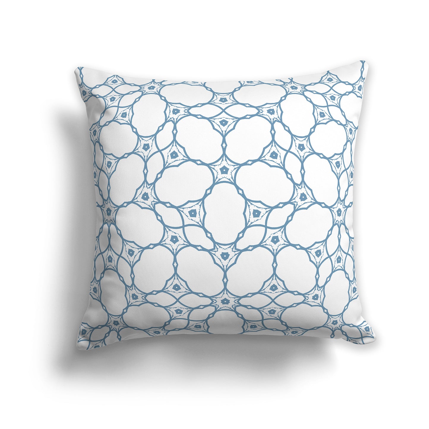 18x18 inch Throw Pillow with Blue Pattern on White