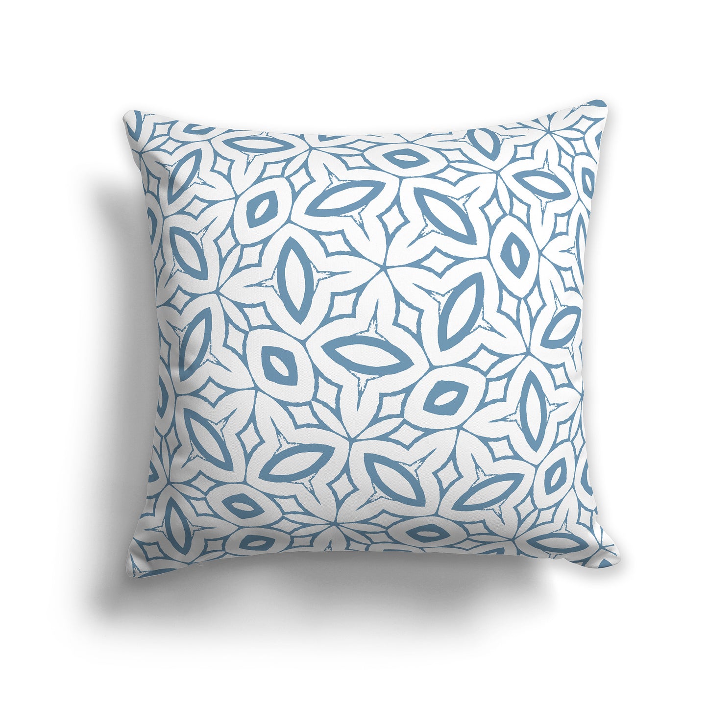 14x14 inch Throw Pillow with Blue Pattern on White