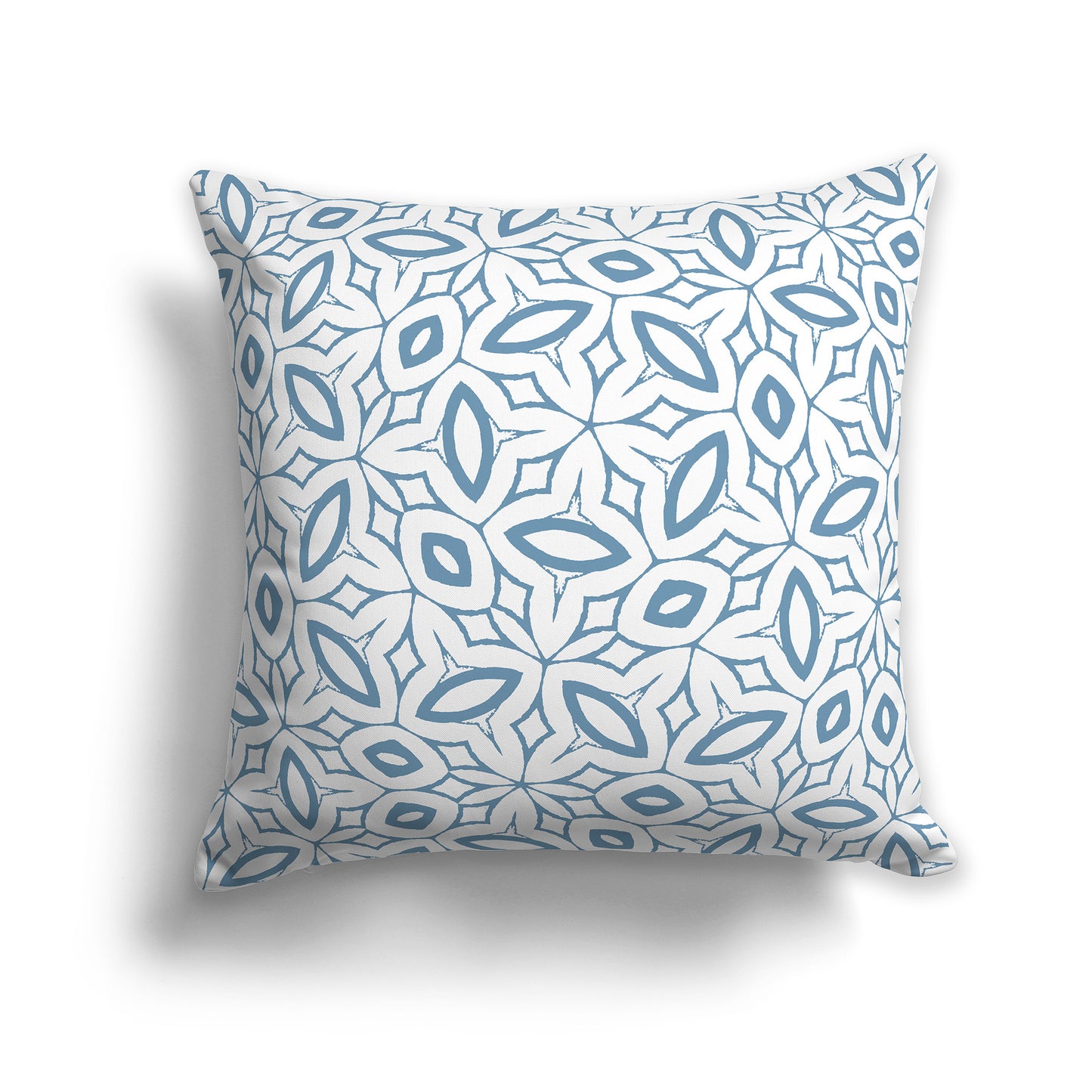 16x16 inch Throw Pillow with Blue Pattern on White
