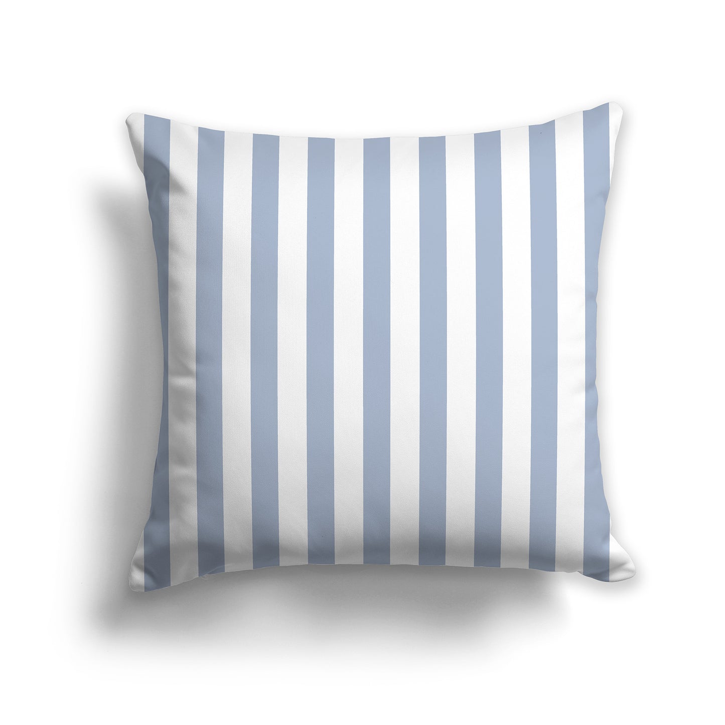 White Throw Pillow with Blue-grey Bars on Front | Faux Suede | 26 x 26 inches