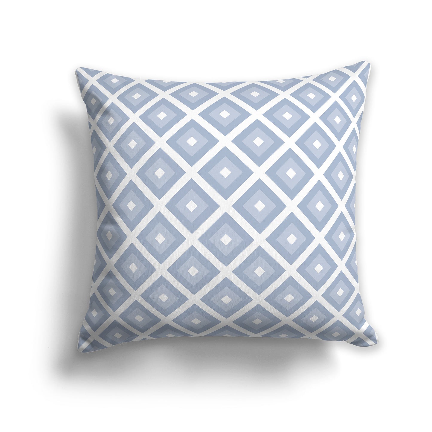 16x16 inch Throw Pillow with Blue-grey radiating squares on White