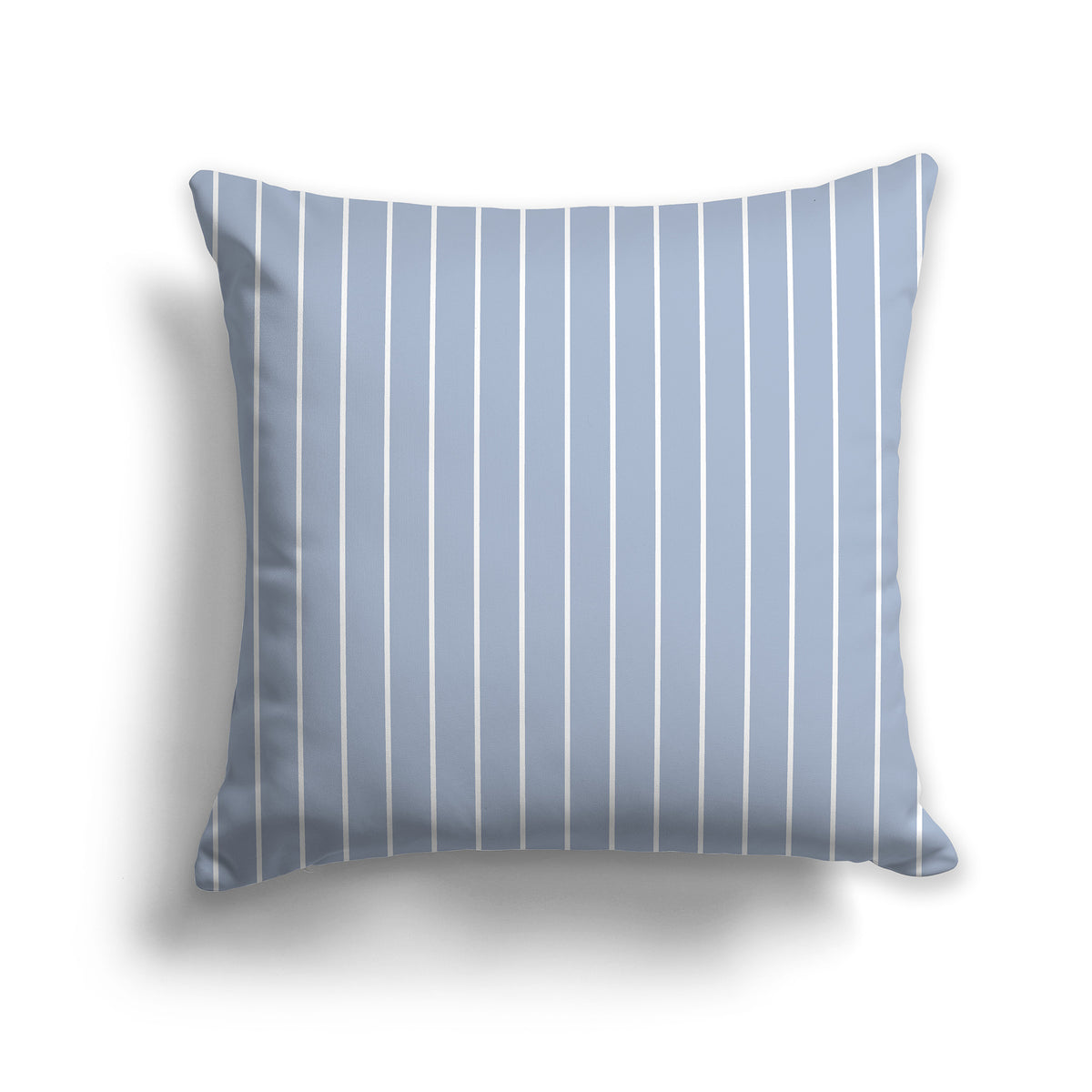 Blue-grey Throw Pillow with Fine White Vertical Stripes on Front | Faux Suede | 26 x 26 inches