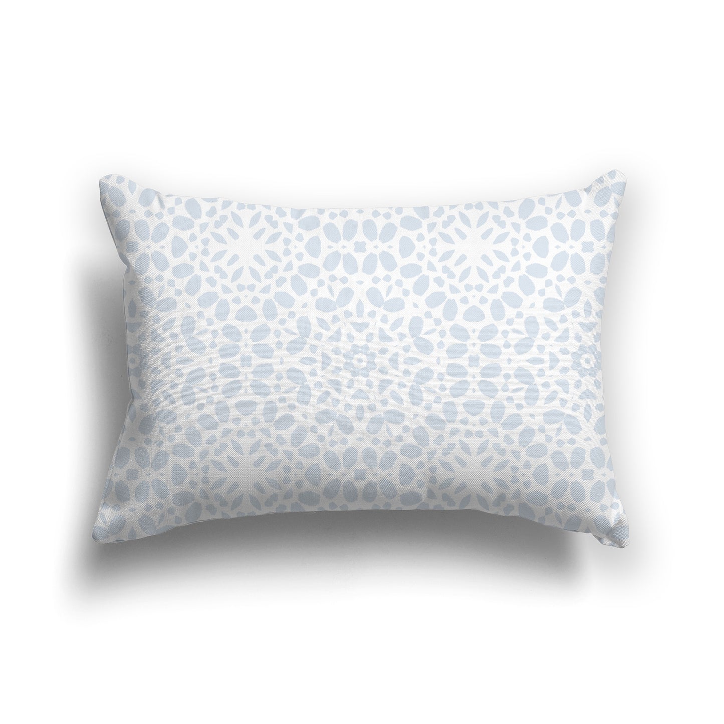 Lumbar Throw Pillow with Fine Grey-blue Circular Pattern on White