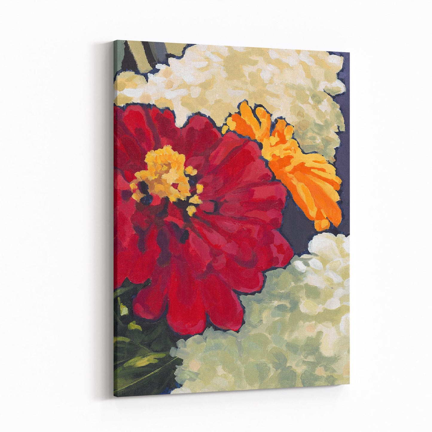 Hydrangeas & Zinnias 2 - 6"x8" Slim Canvas Fine Art Print