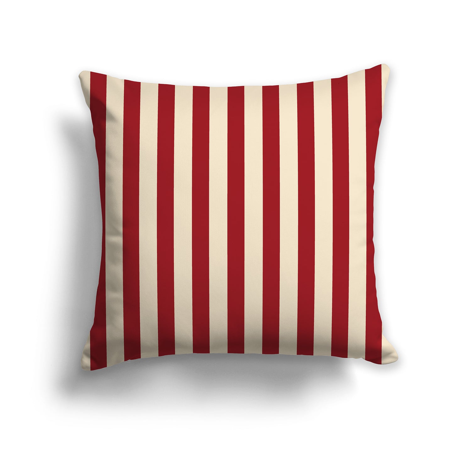 Beige Throw Pillow with Red Bars on Front | Faux Suede | 26 x 26 inches