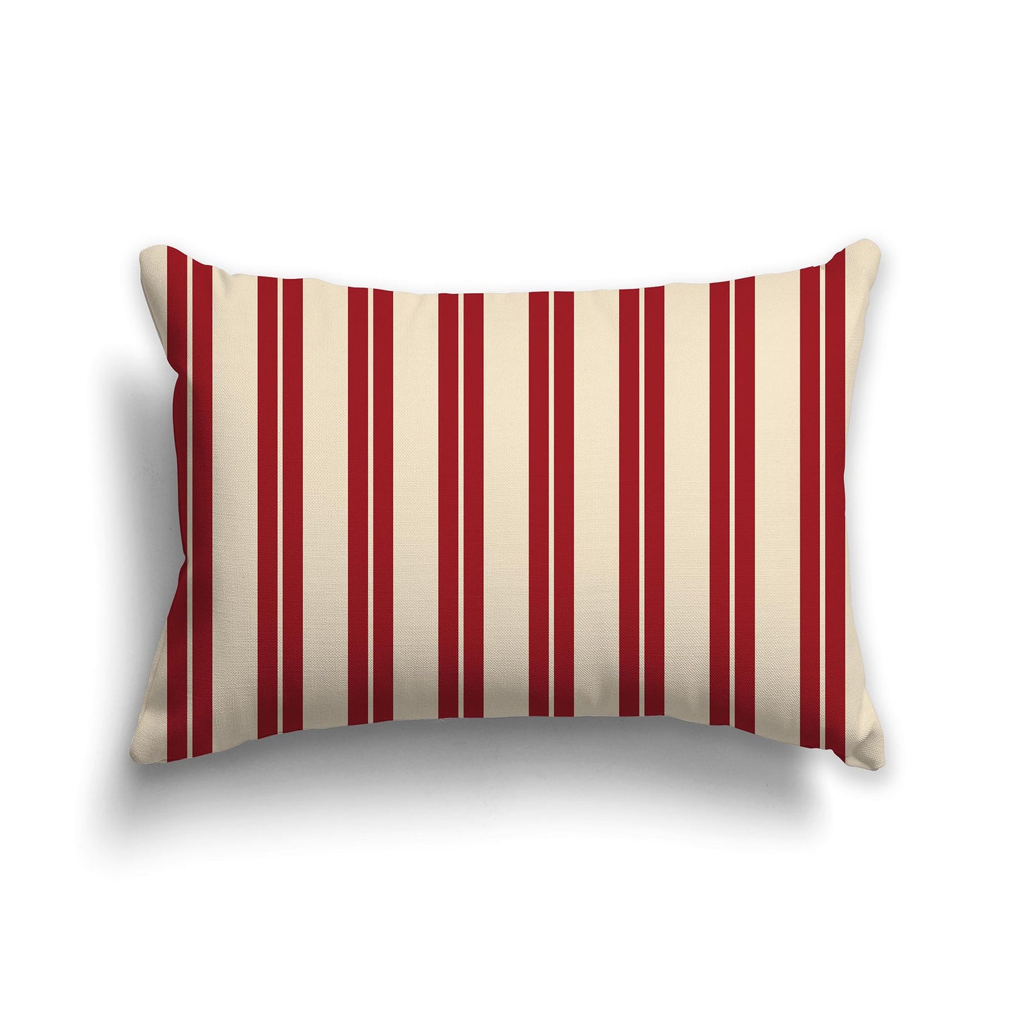 Two-tone Red and Beige Multistripe Throw Pillow with Solid Beige Back #CUSP-1031-071