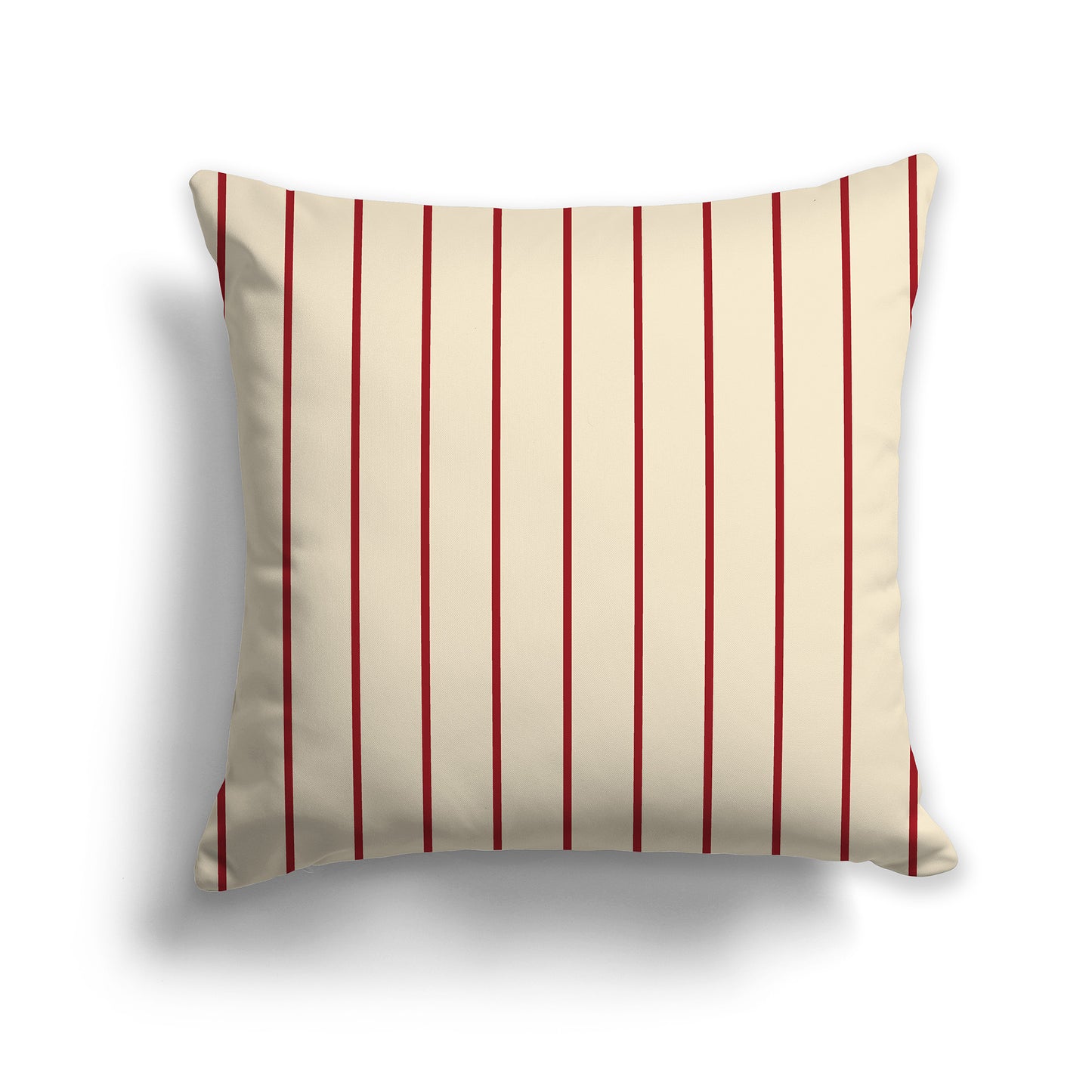 16x16 inch Throw Pillow with Fine Beige Vertical Stripes on Red