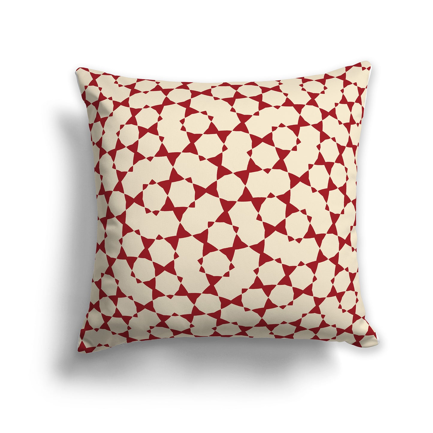16x16 inch Throw Pillow with Red Pattern on Beige