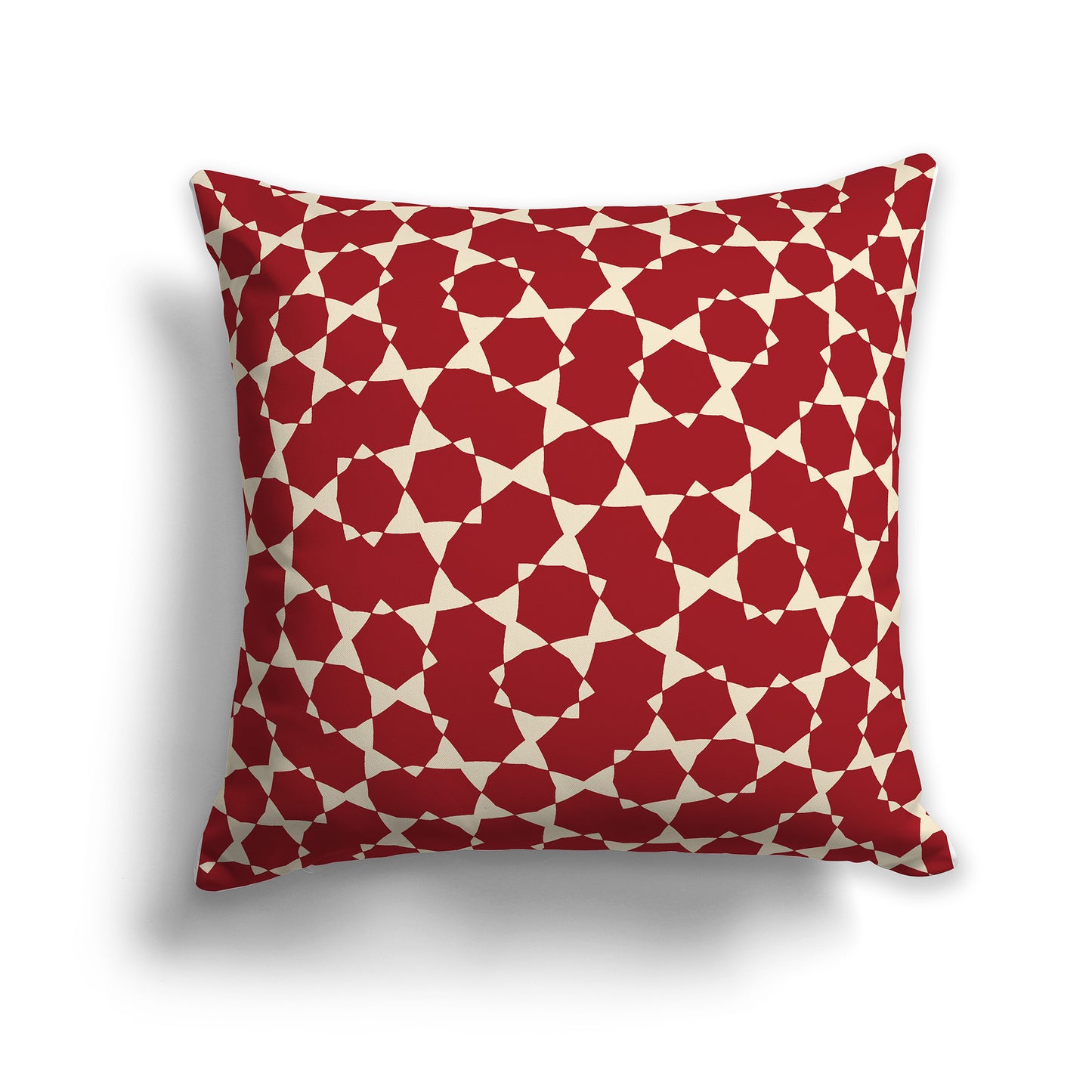 14x14 inch Throw Pillow with Beige Pattern on Red