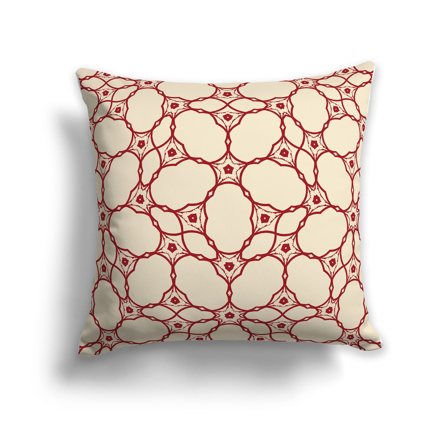 16x16 inch Throw Pillow with Red Pattern on Beige