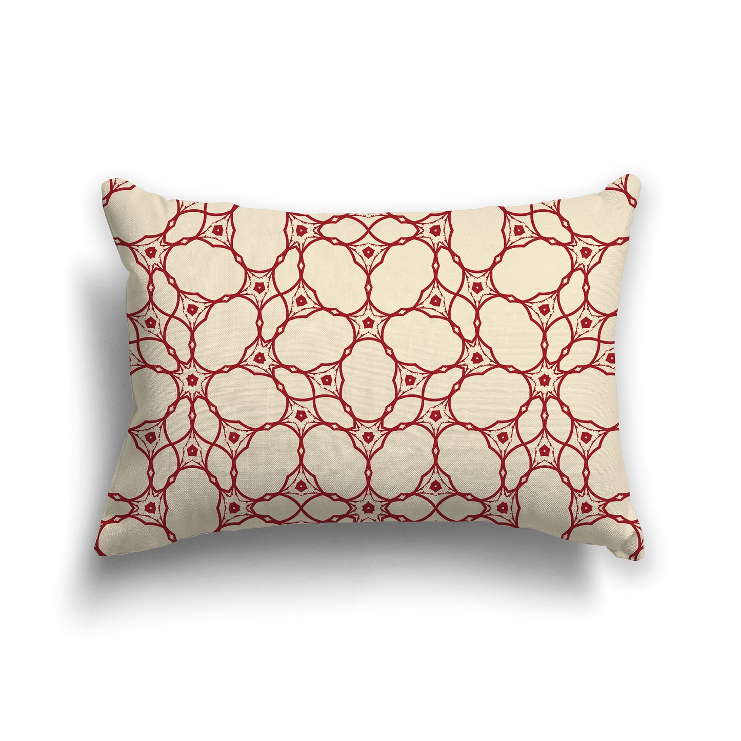 20x14 inch Throw Pillow with Red Pattern on Beige