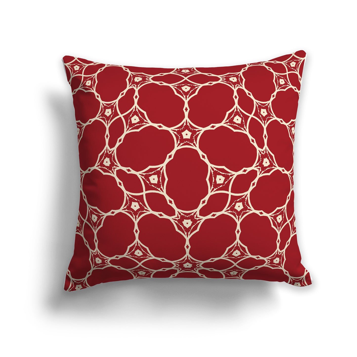 14x14 inch Throw Pillow with Beige Pattern on Red