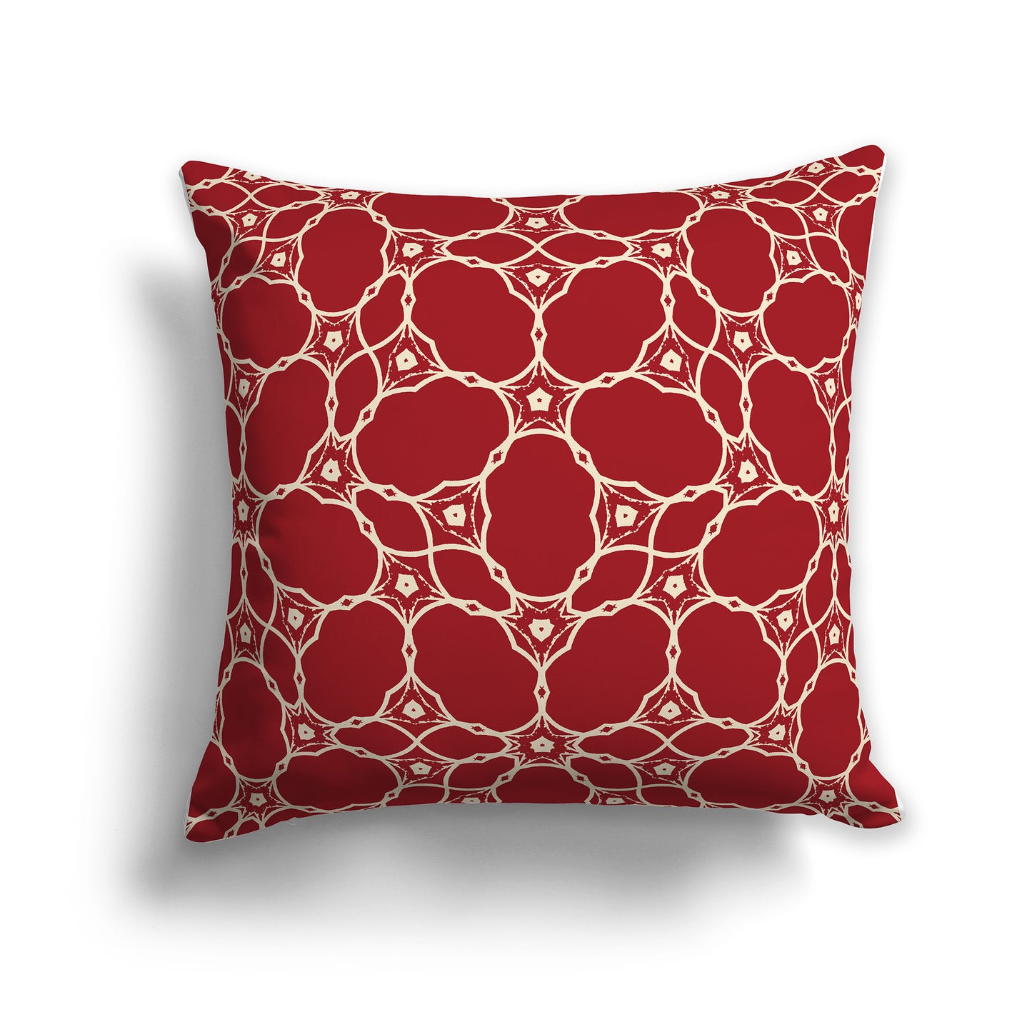 16x16 inch Throw Pillow with Beige Pattern on Red