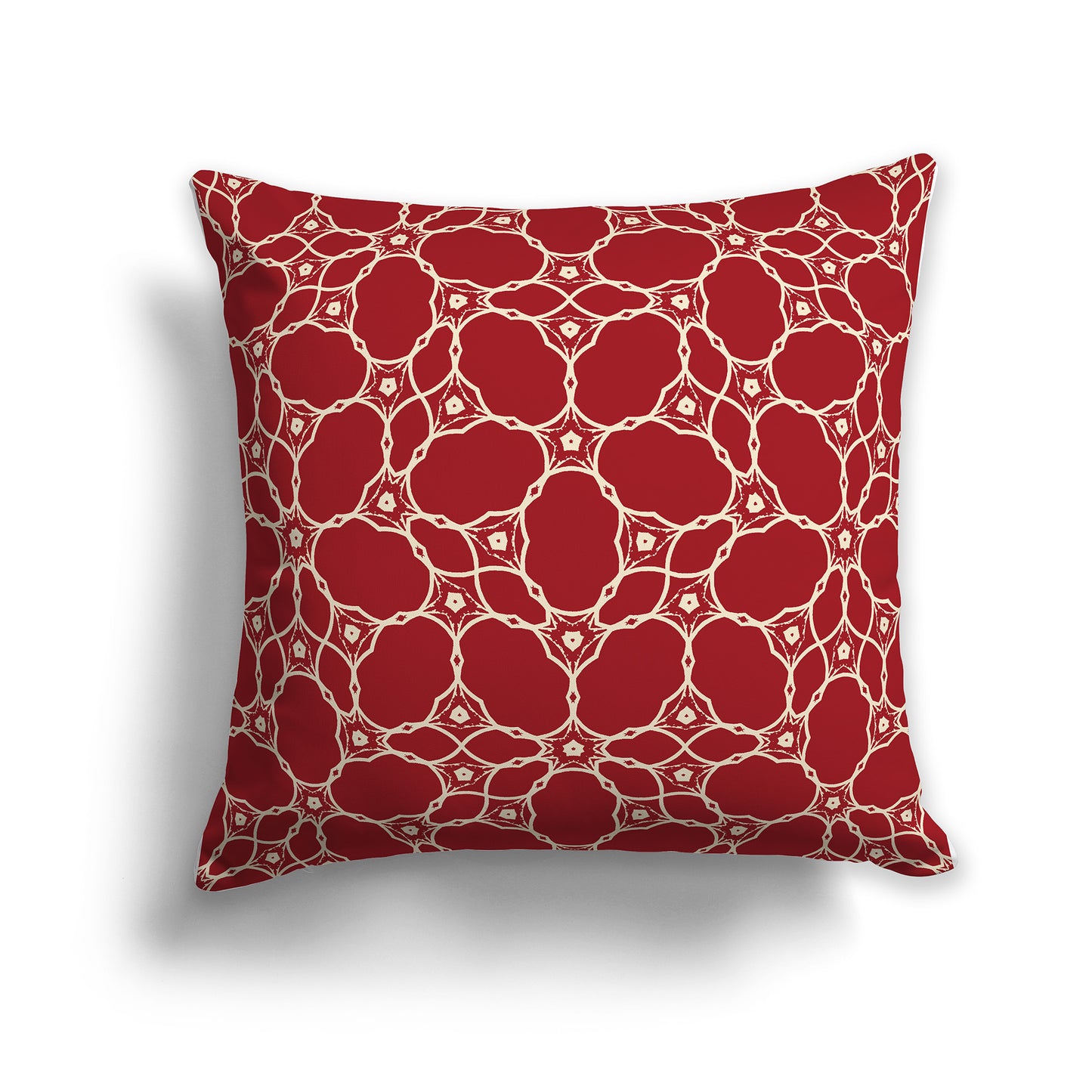 20x20 inch Throw Pillow with Beige Pattern on Red