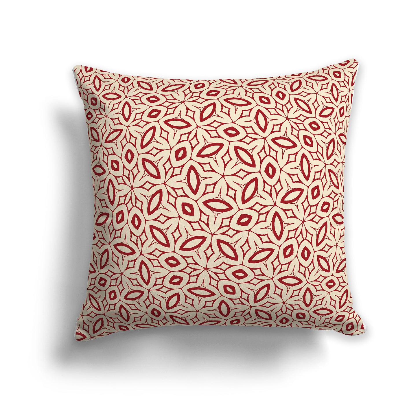 26x26 inch Throw Pillow with Red Pattern on Beige
