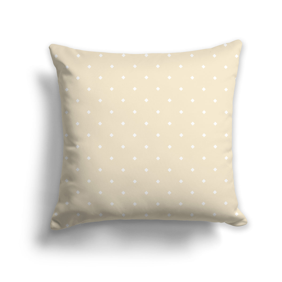 Beige Throw Pillow with White Diamond Pattern on Front | Faux Suede | 26 x 26 inches