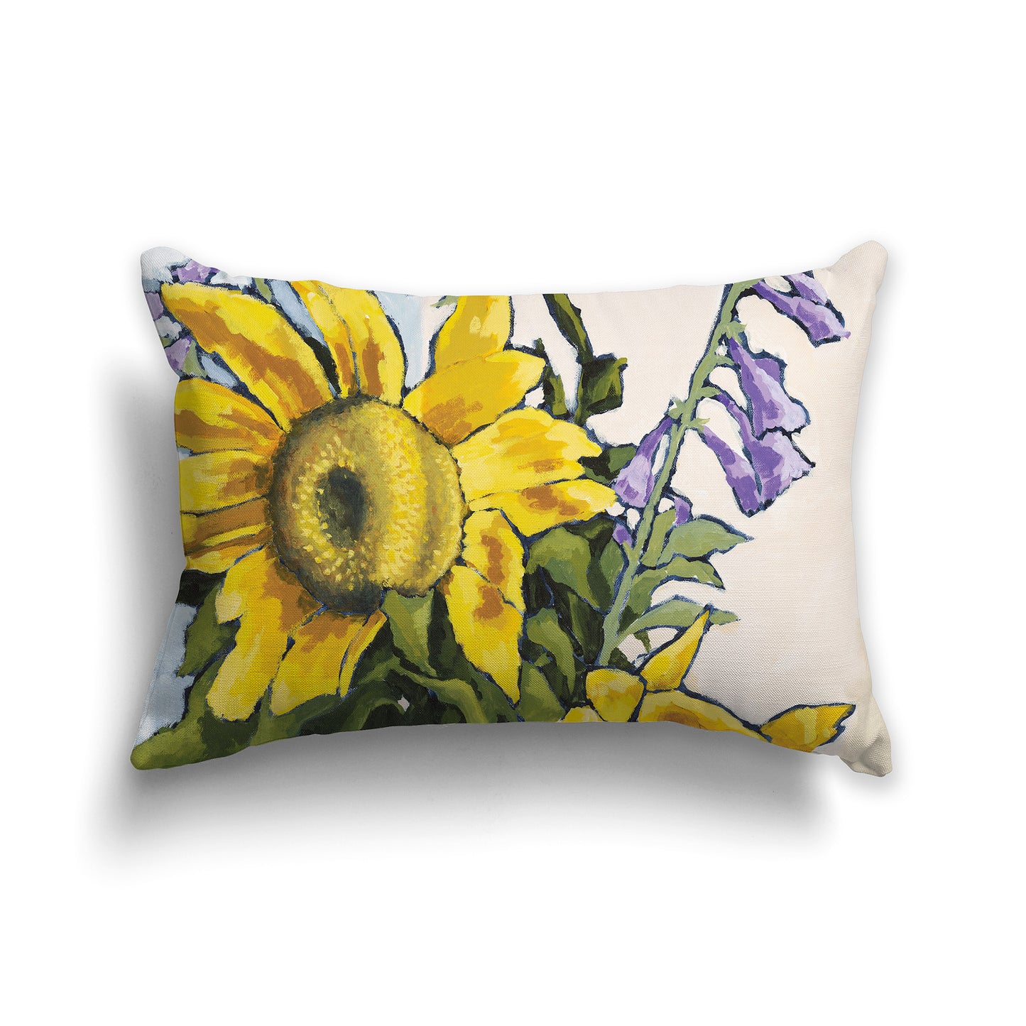Lumbar Throw Pillow with fine art painting of Sunflowers