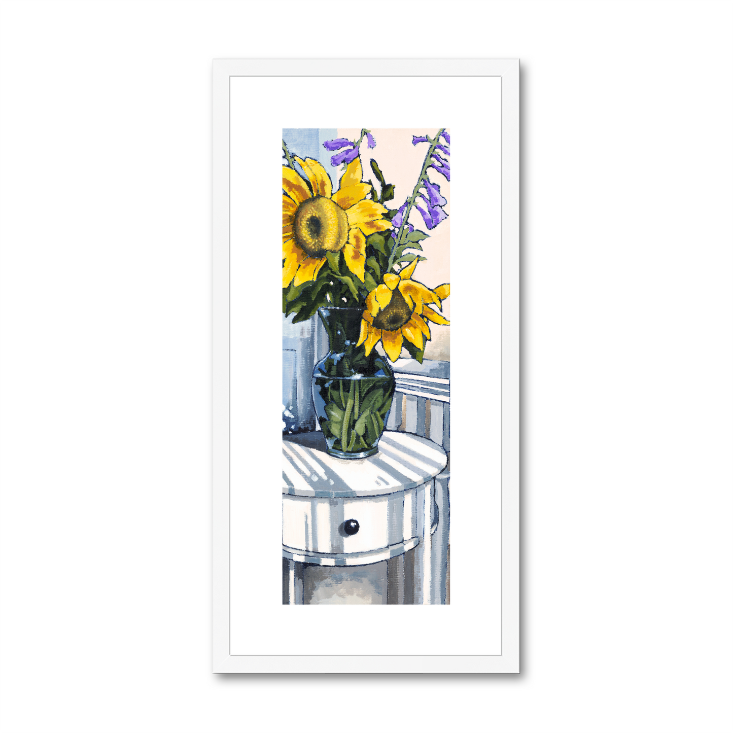 Framed Fine Art Print, White Mat - 16x32 inches | Sunflowers, FPT-1040-001