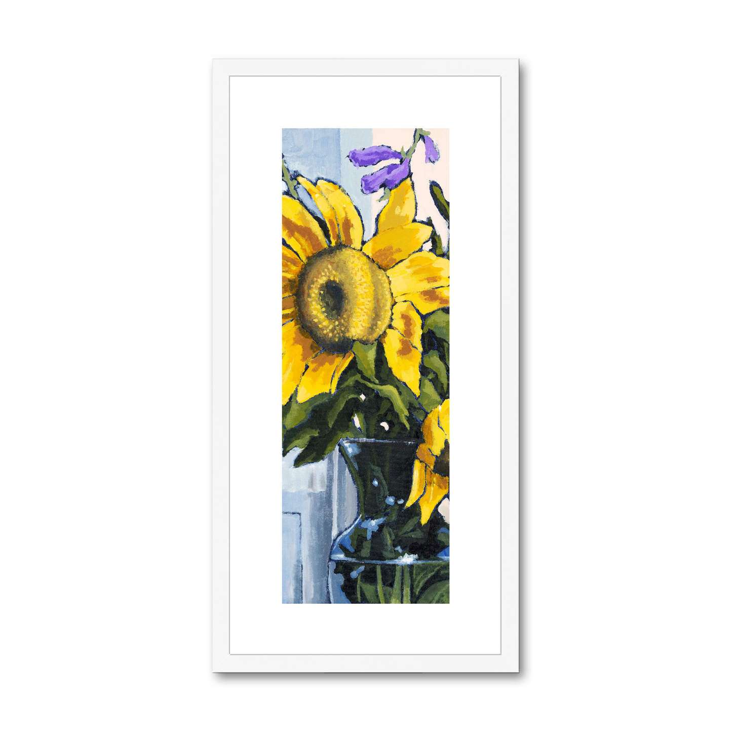 Framed Fine Art Print, White Mat - 16x32 inches | Sunflowers, FPT-1040-002