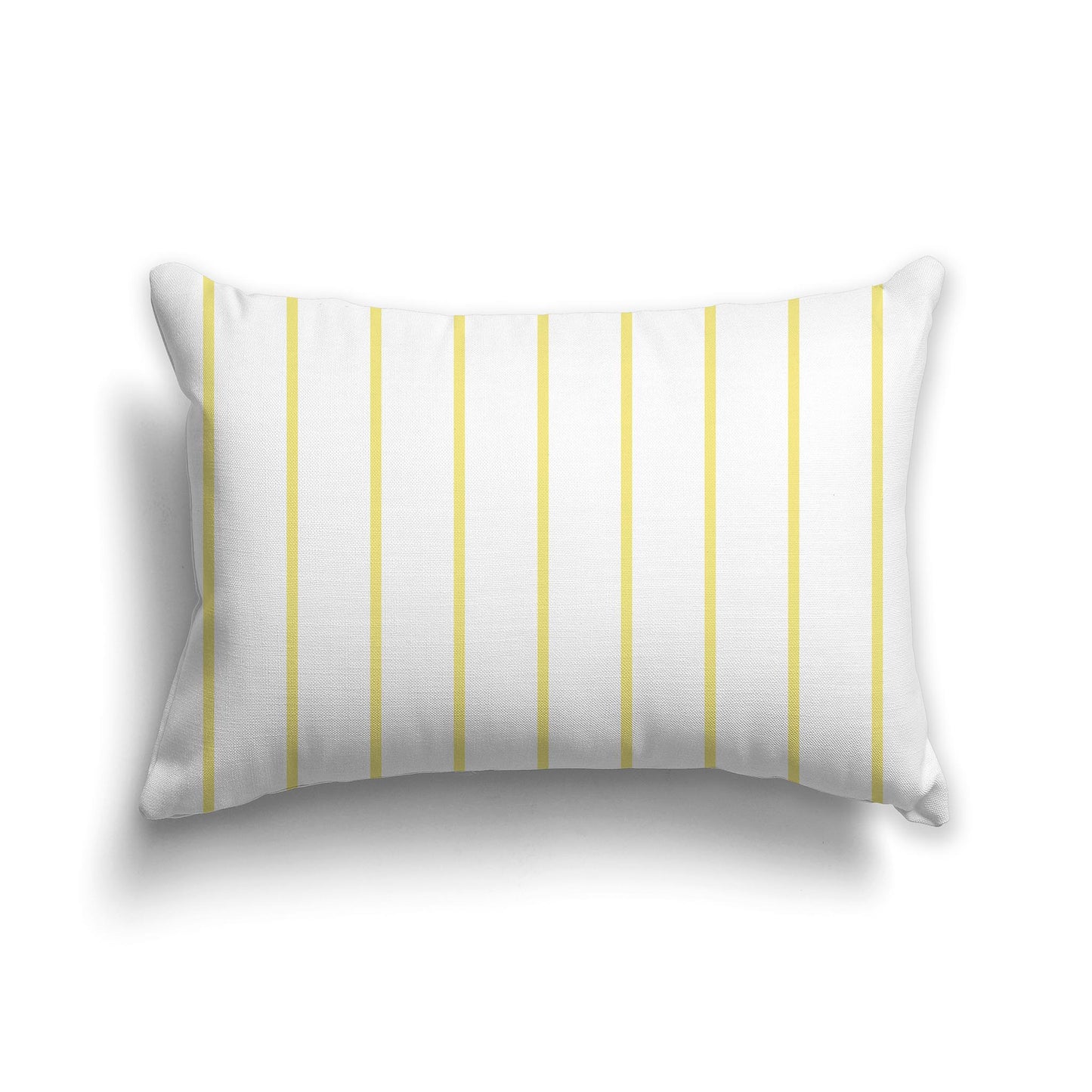 Lumbar Throw Pillow with Thin Yellow Stripes on White