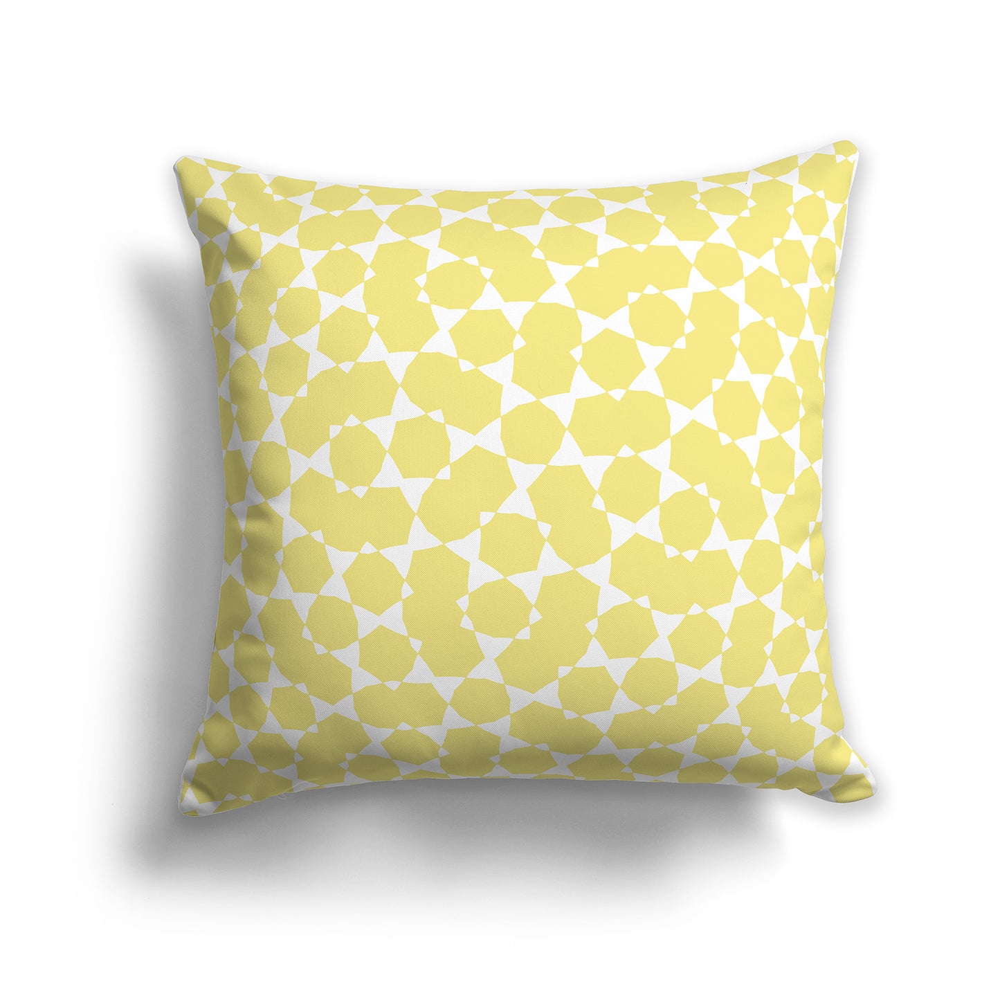16x16 inch Throw Pillow with White Pattern on Yellow