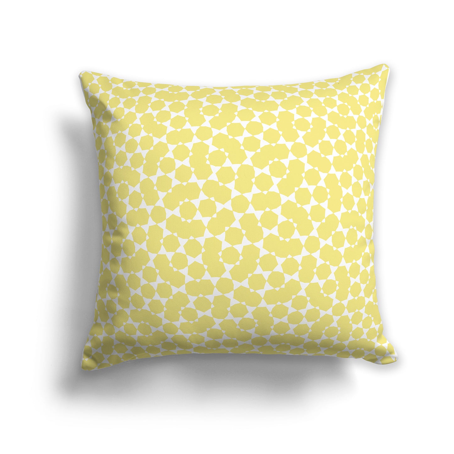 Yellow Throw Pillow with White Pattern on Both Sides | Faux Suede | 26 x 26 inches
