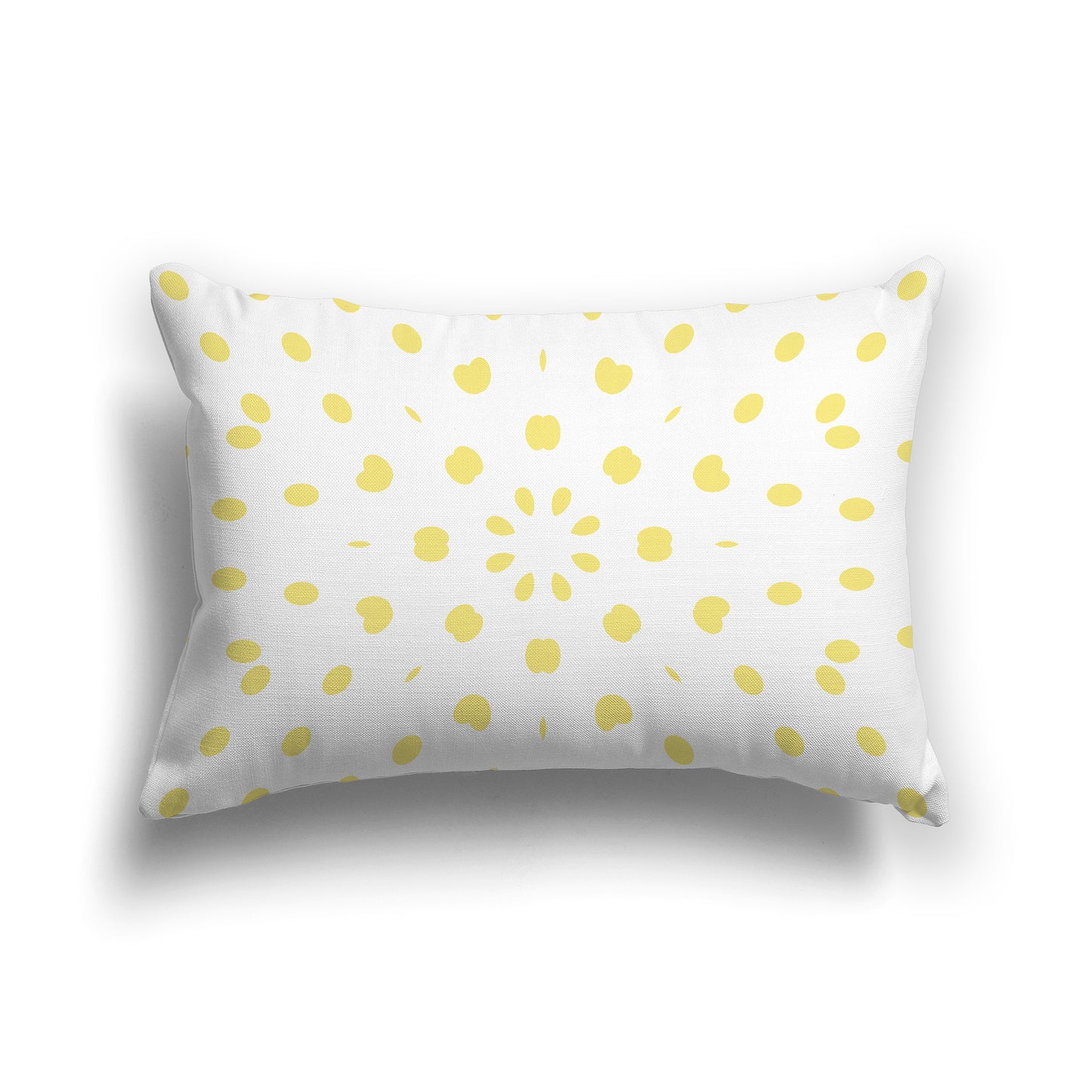 Lumbar Throw Pillow with Yellow Pattern on White