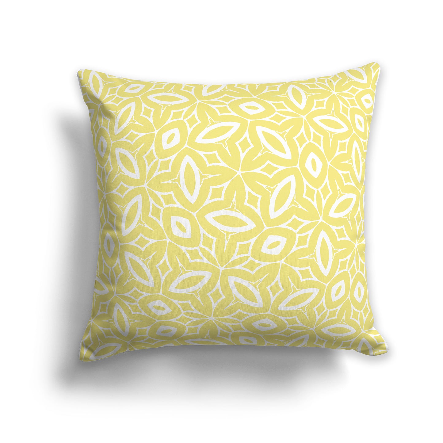 16x16 inch Throw Pillow with White Pattern on Yellow