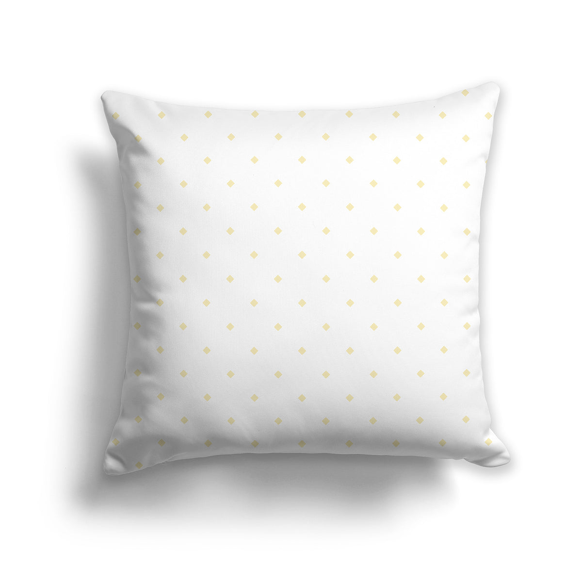 White Throw Pillow with Pale Yellow Diamond Pattern on Front | Faux Suede | 26 x 26 inches