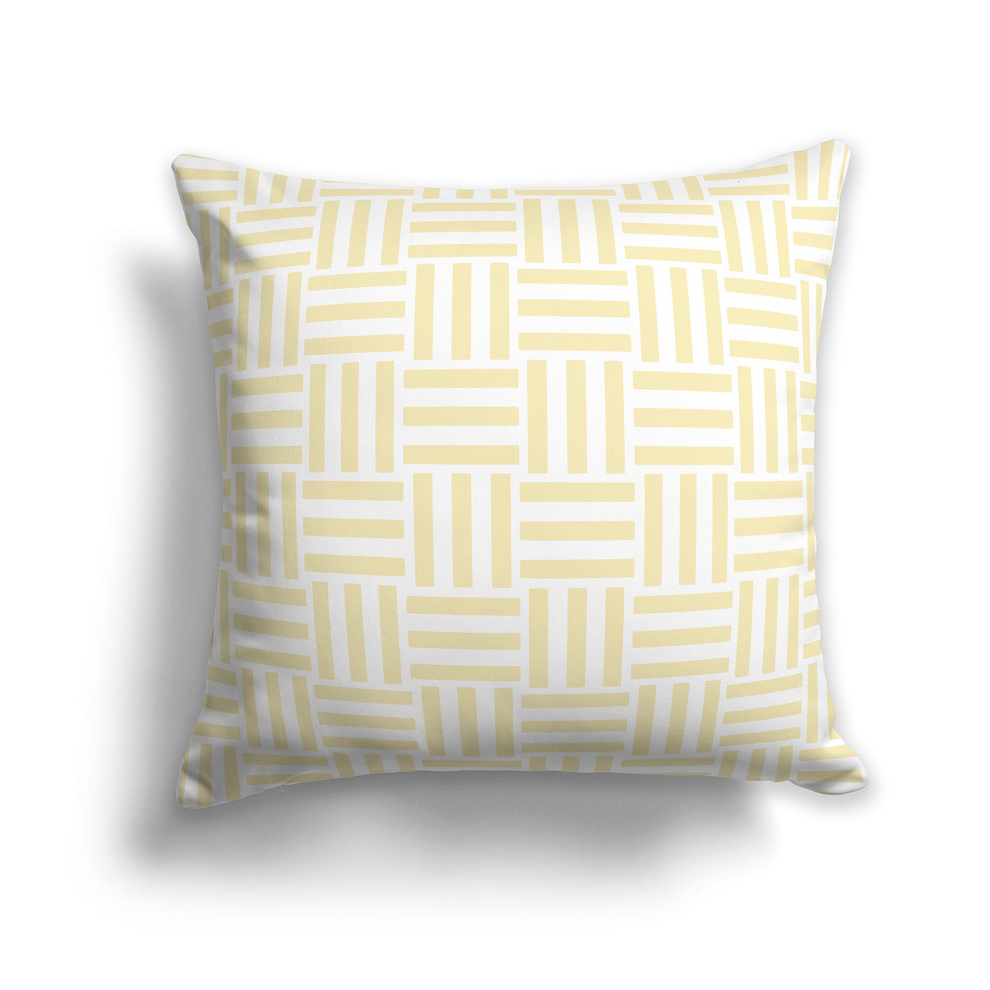 16x16 inch Throw Pillow with Pale Yellow Pattern on White