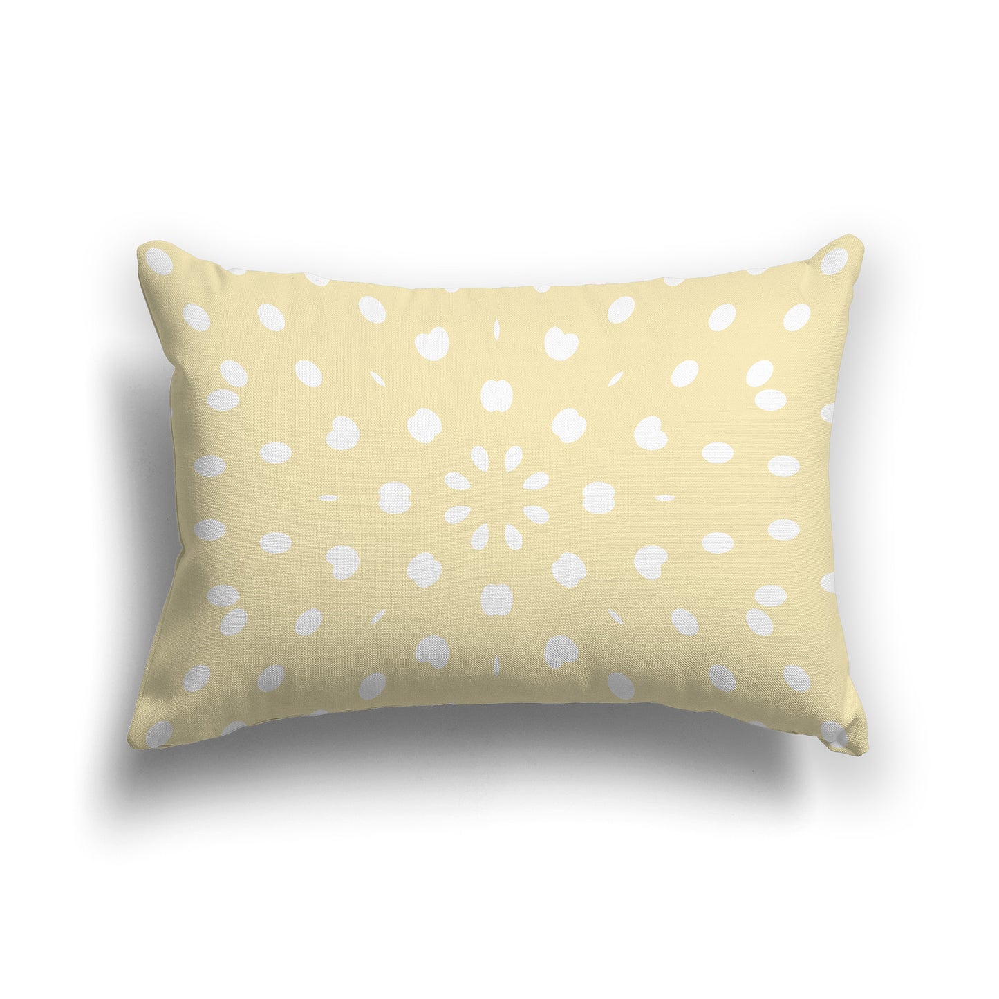 Lumbar Throw Pillow with Fine White Circular Pattern on Pale Yellow