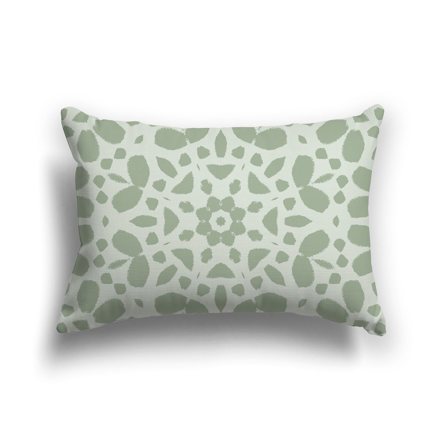 Lumbar Throw Pillow with Two-tone Green Large Circular Pattern