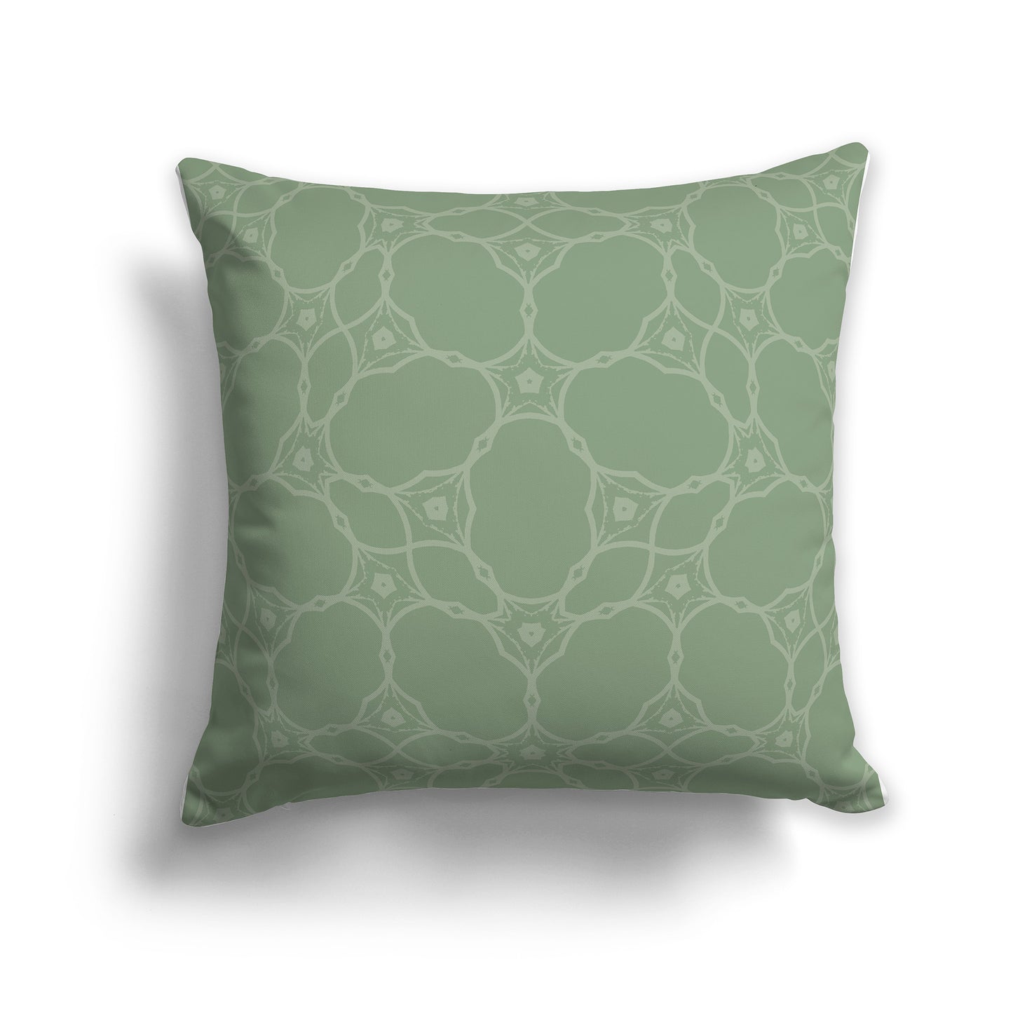 14 inch Throw Pillow with Two-tone Green Web Lace Pattern
