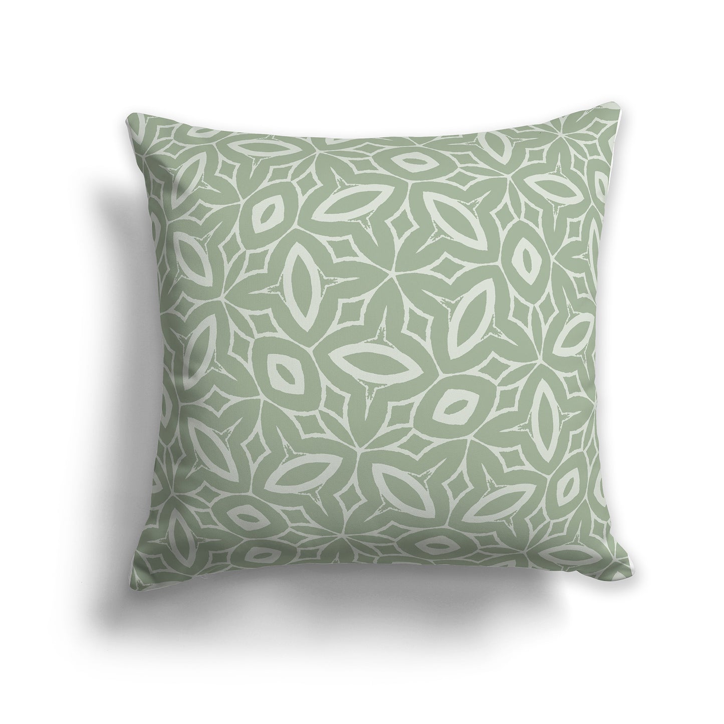 14 inch Throw Pillow with Two-tone Green Geometric Repeat Pattern