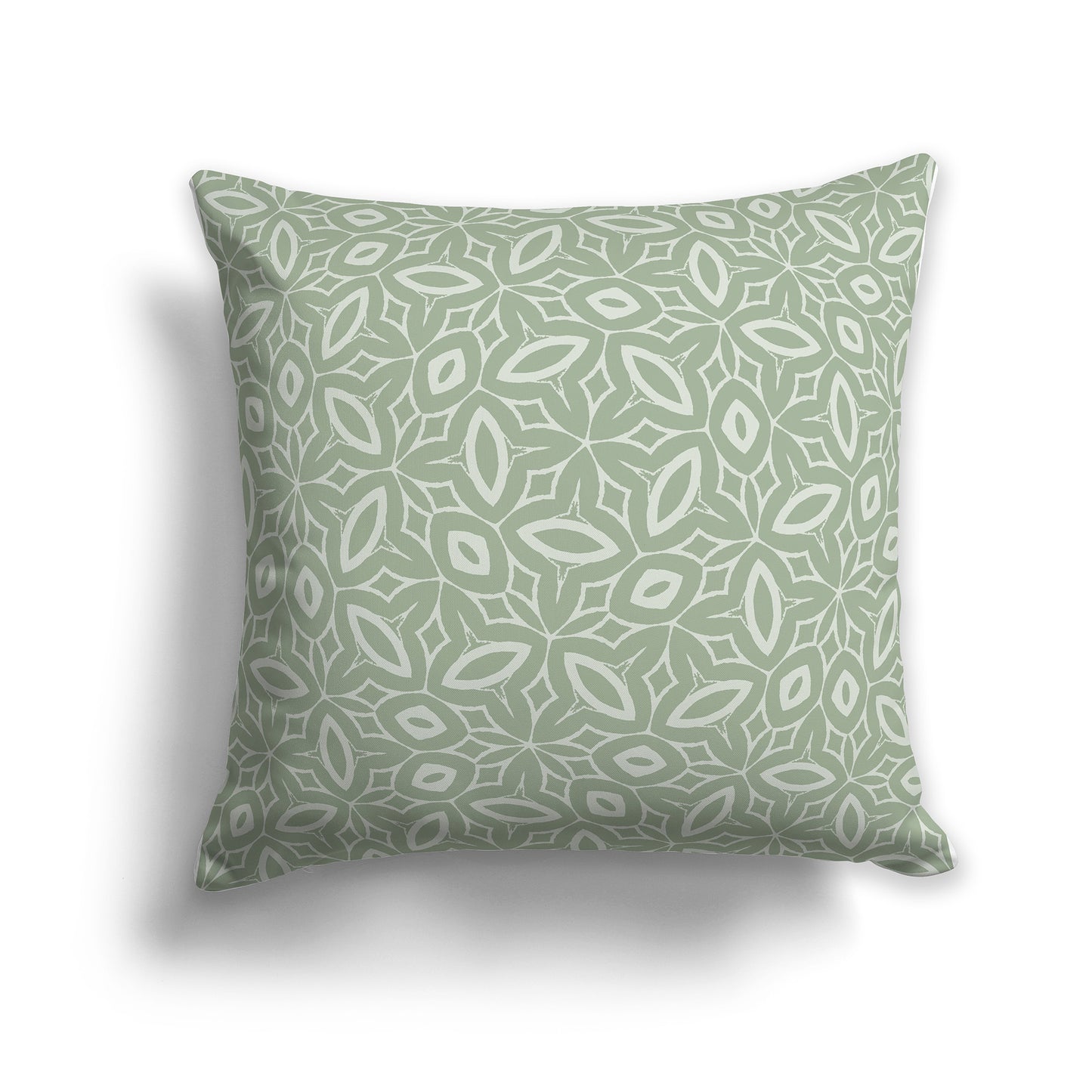 20 inch Throw Pillow with Two-tone Green Geometric Repeat Pattern