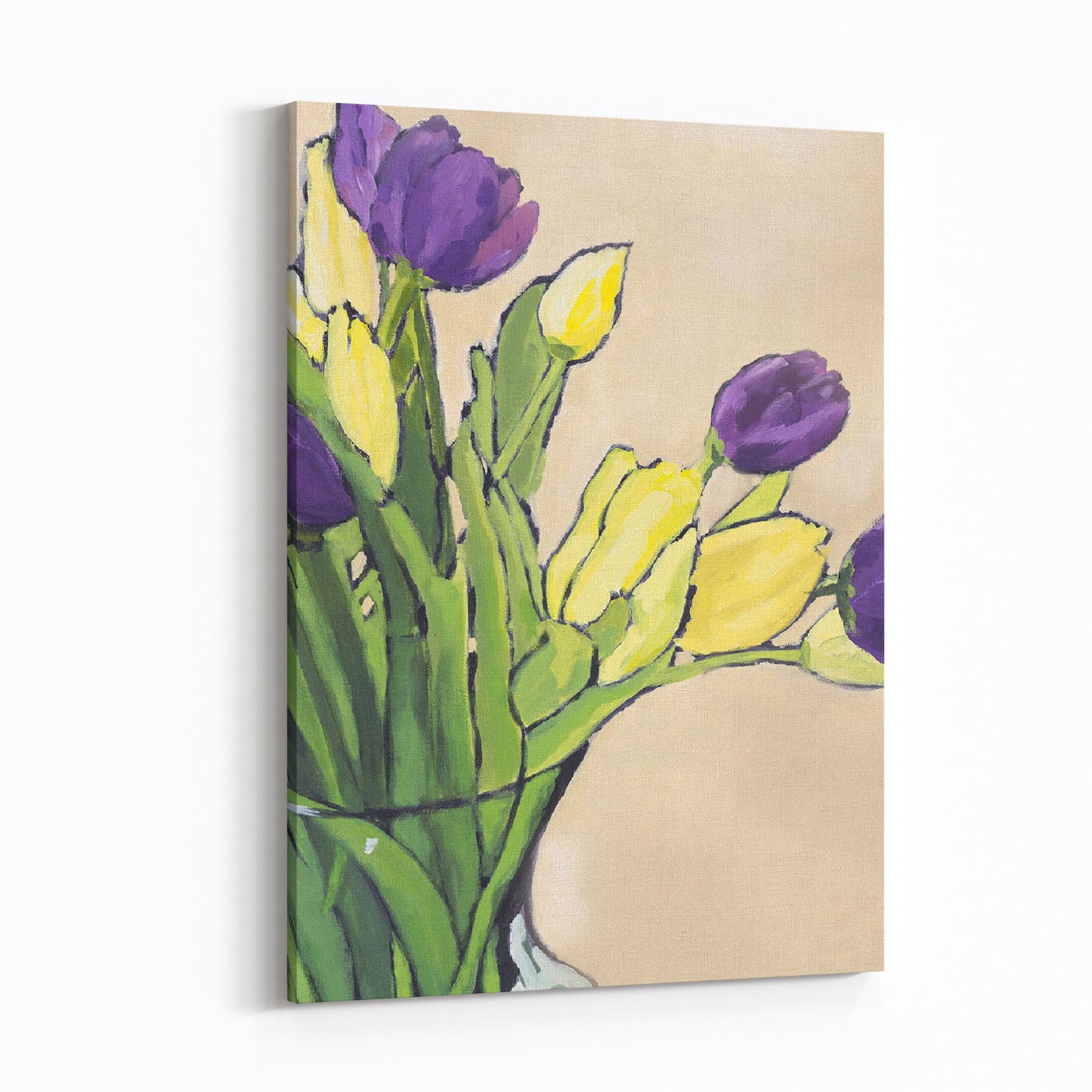Purple & Yellow Tulips 1 - 6"x8" Slim Canvas Fine Art Print