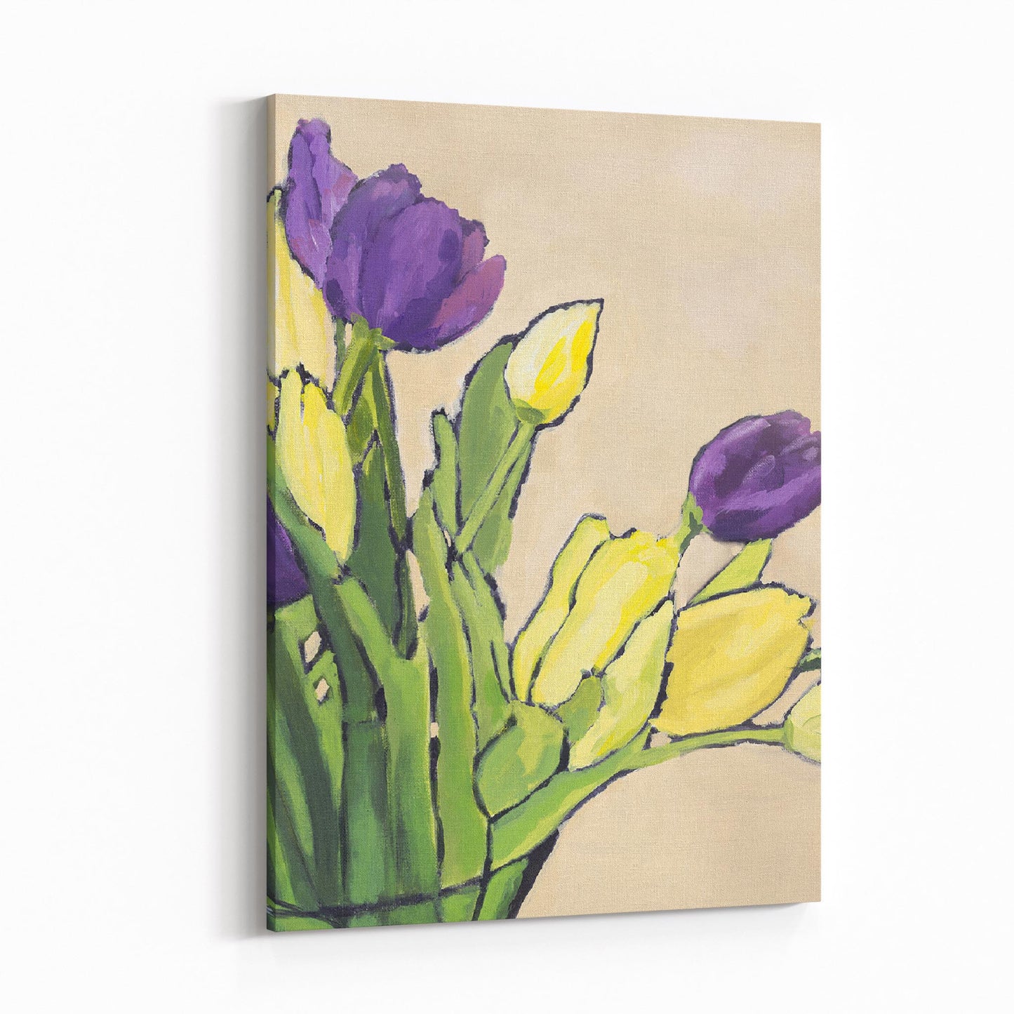 Purple & Yellow Tulips 2 - 6"x8" Slim Canvas Fine Art Print
