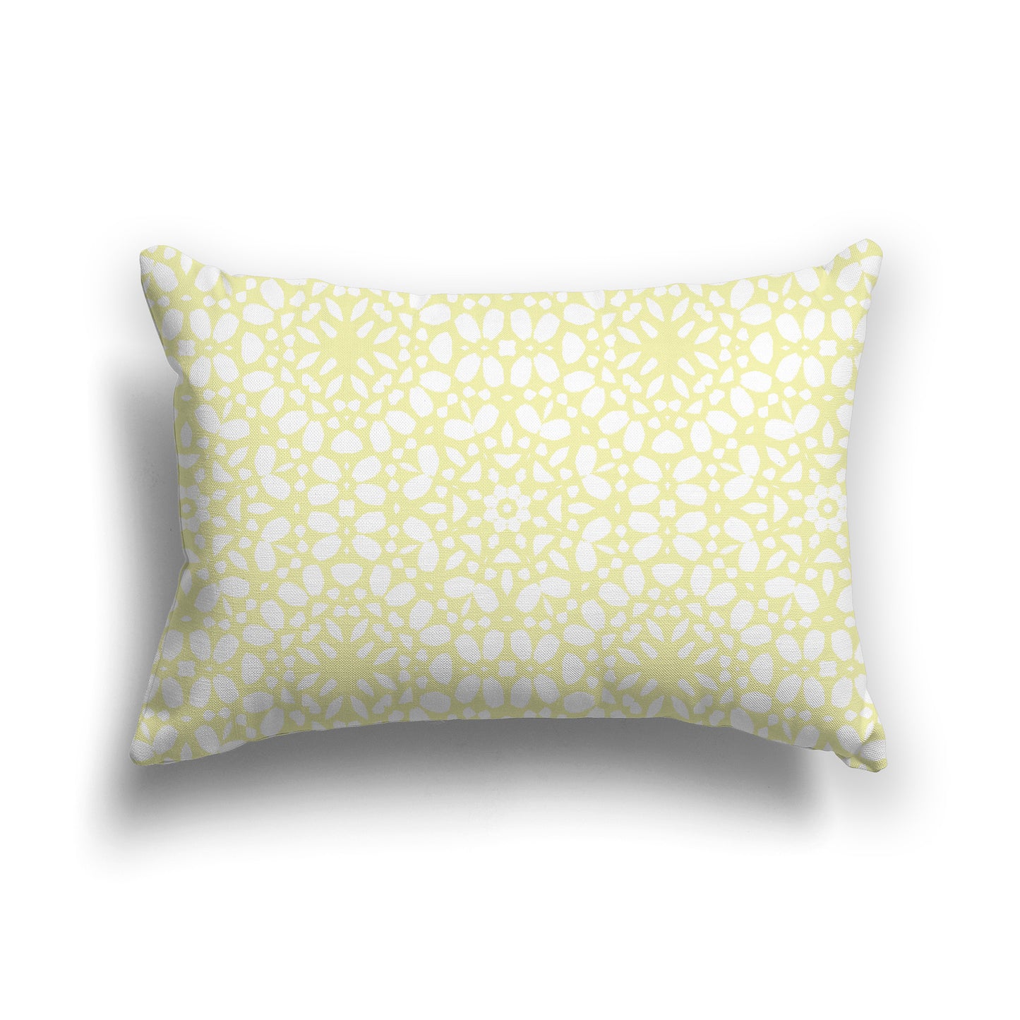 Lumbar Throw Pillow with Yellow and White Fine Circular Repeat Pattern